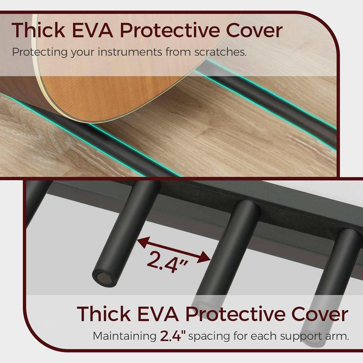 Guitar Stand, Multiple Rack Holder for Acoustic, Electric, Bass, Ukulele - Adjustable Floor Stand, Amp Accessories for Home Music Studio, Black GSHB6501 image number 5