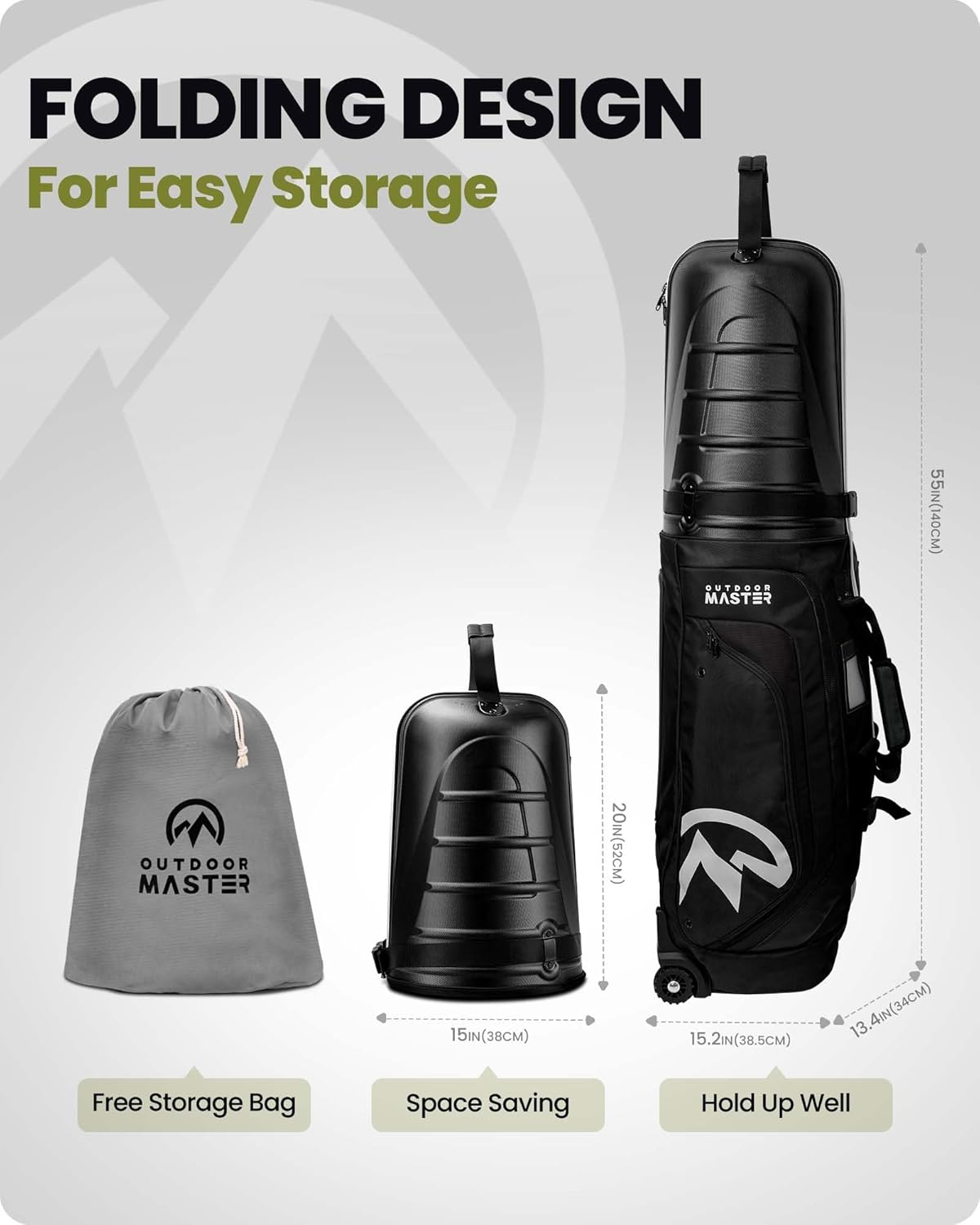 Outdoormaster Golf Travel Bags for Airlines with Wheels and Hard Case Top, Protect Golf Clubs, Lightweight and Easy to Maneuver, Upgrade Version - Grey image number 4