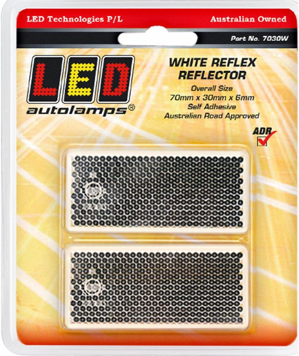 LED Autolamps 7030 Series Self-Adhesive Reflector in Twin Blister Pack, 70 Mm X 30 Mm X 6 Mm Size, White
