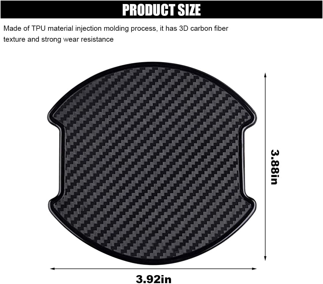 4PCS Car Door Handle Cup Scratch Protectors, TPU Carbon Fiber 3D Sticker, Paint Cover Guard Pad, Universal Protective Film for Most Cars (Large)