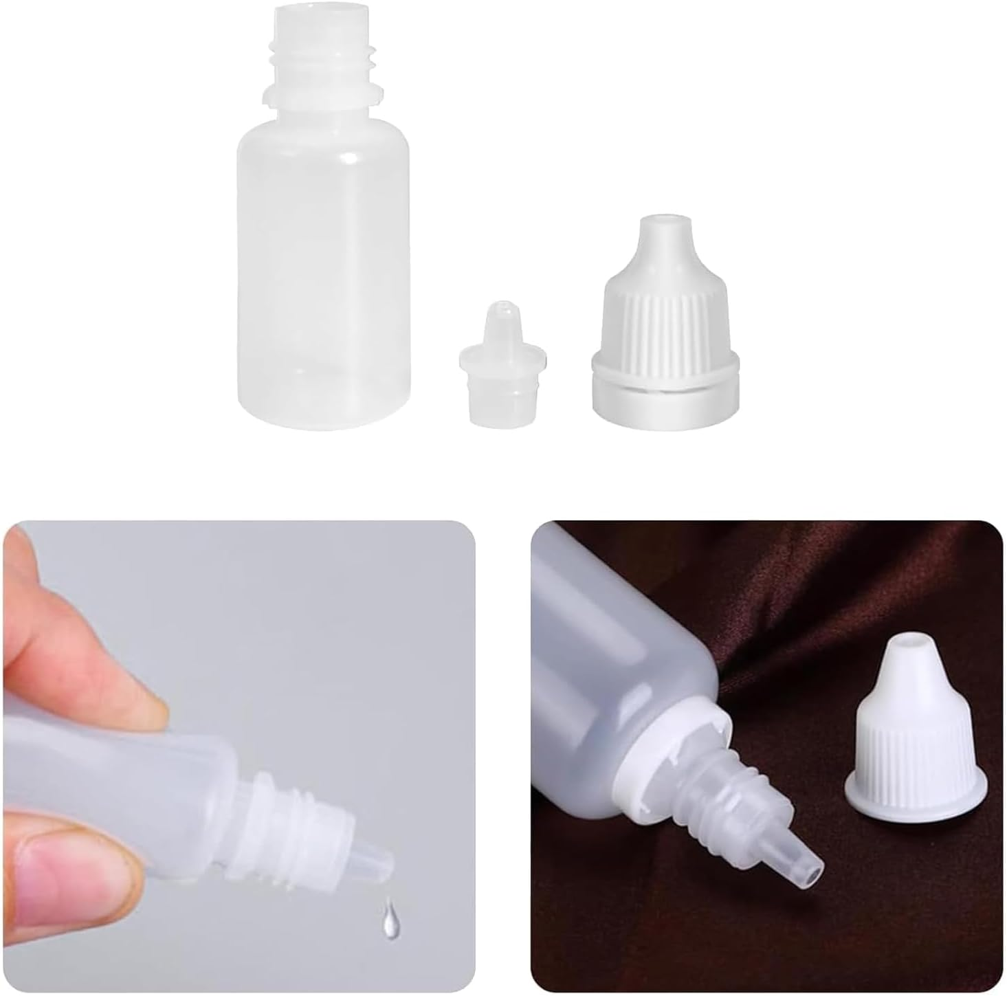20Pcs 10Ml Squeezable Dropper Bottles White, with 1Funnel and 2 Dropper and 2Pcs 21 Stickers for Travel, Medical, Arts Crafts, Laboratory, Home image number 5