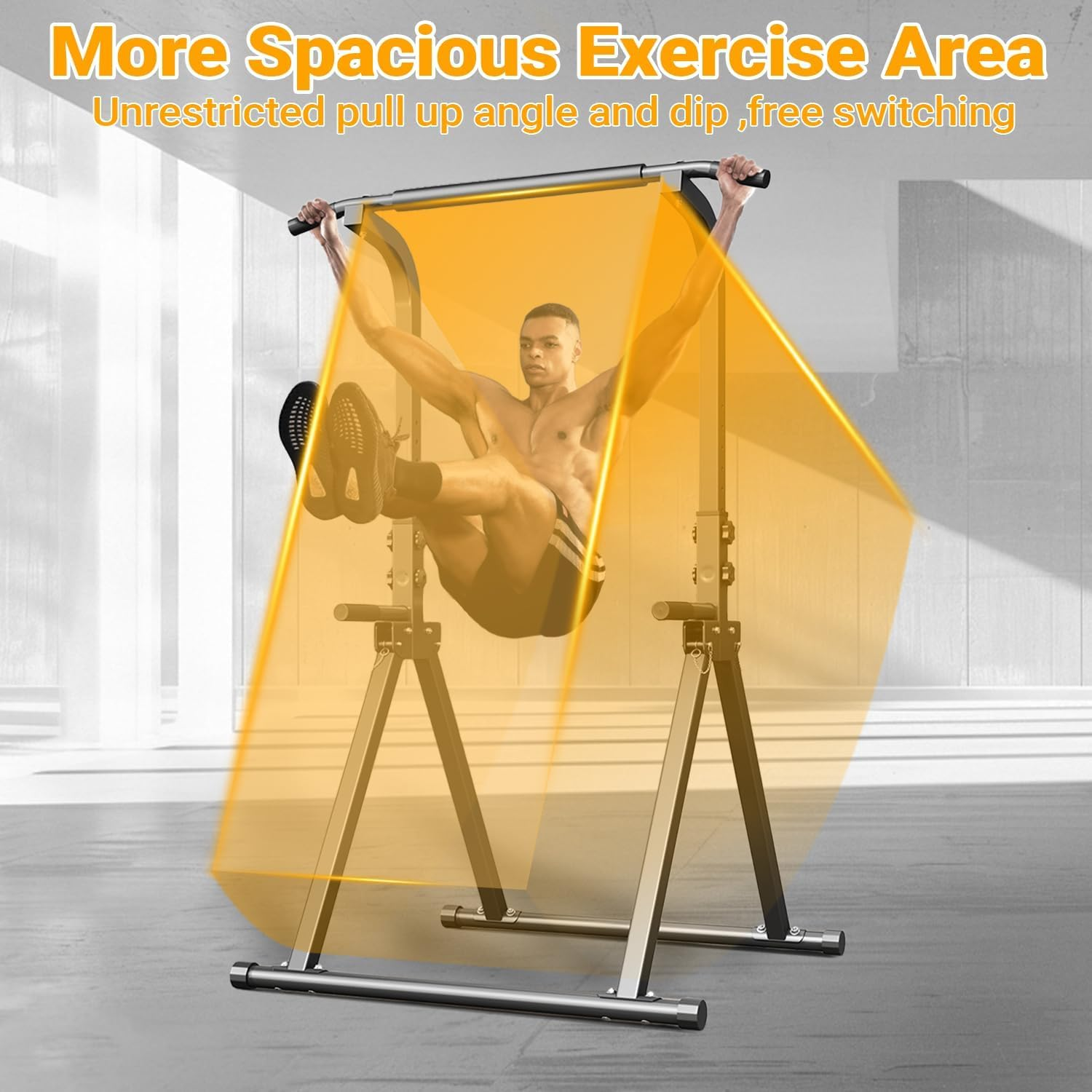 Foldable Pull up Bar, Free Standing Multi-Function Power Tower Dip Bar Height Adjsutable Home Gym Strength Training Equipment 300 LBS Weight Capacity image number 3