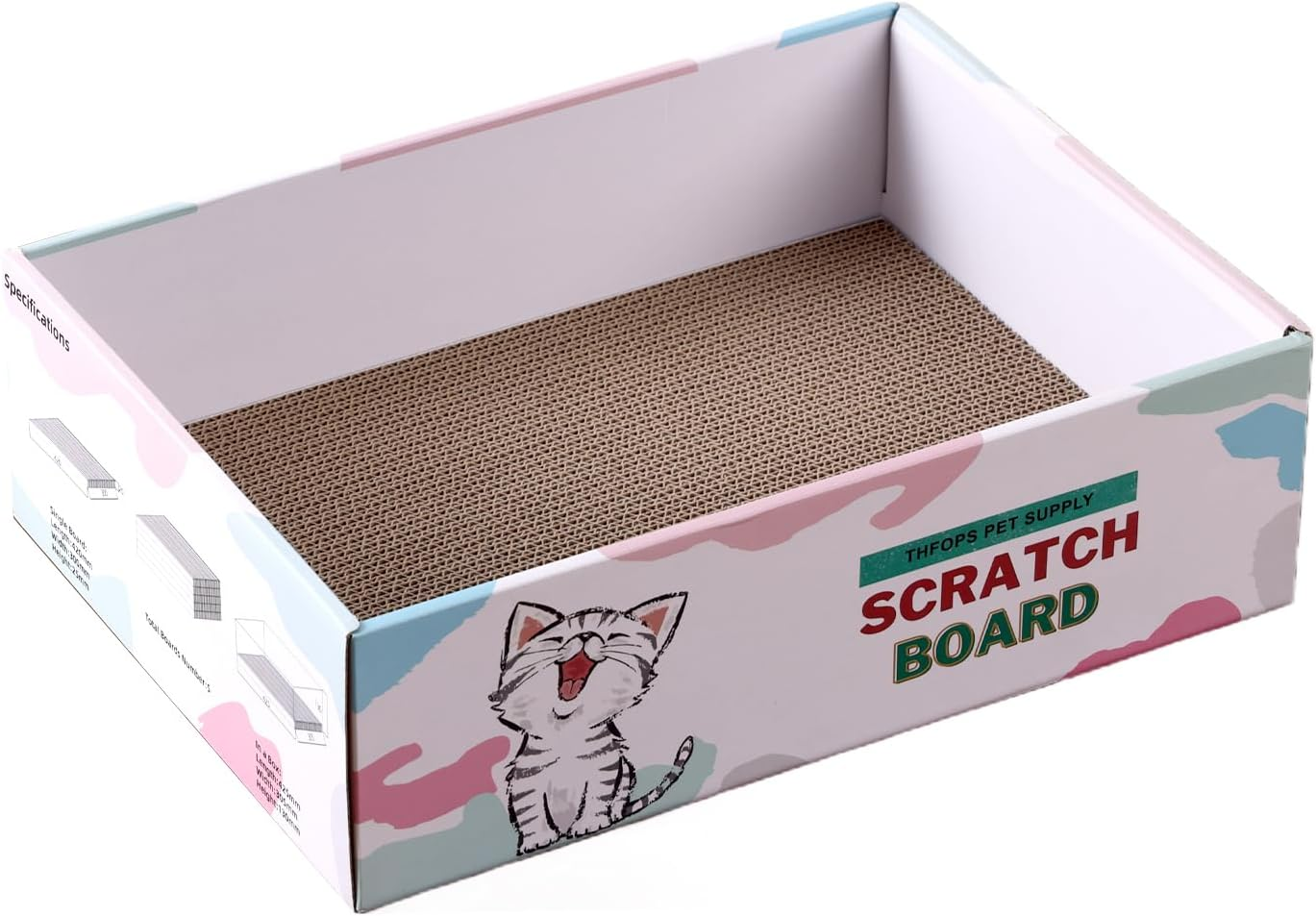 THFOPS Cat Scratcher Box, 5 in 1 Reversible Corrugated Scratching Boards, Indoor Cat Scratching Post, Replacement of Cat Bed image number 1
