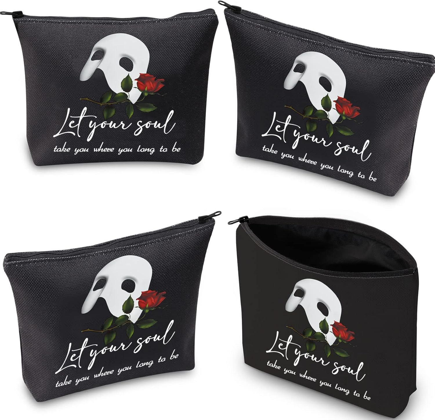 WZMPA Broadway Musical Theater Cosmetic Makeup Bag the Phantom Fans Gift Let Your Soul Take You Where You Long to Be Musical Zipper Pouch for Women Girls, Let Your Soul, Fit image number 1
