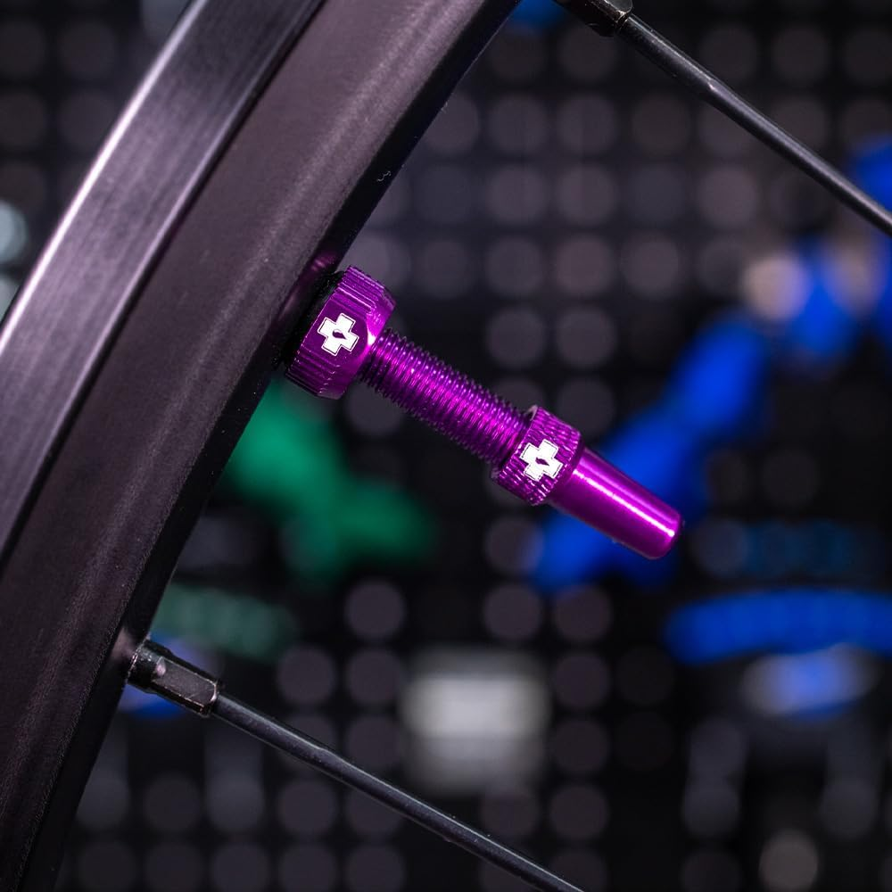 Muc-Off Tubeless Valves, Purple 60Mm - Dust Caps for Bikes with Valve Core Removal Tool - Presta Valve Caps for Tubeless Mtb/Road/Gravel Bikes image number 1