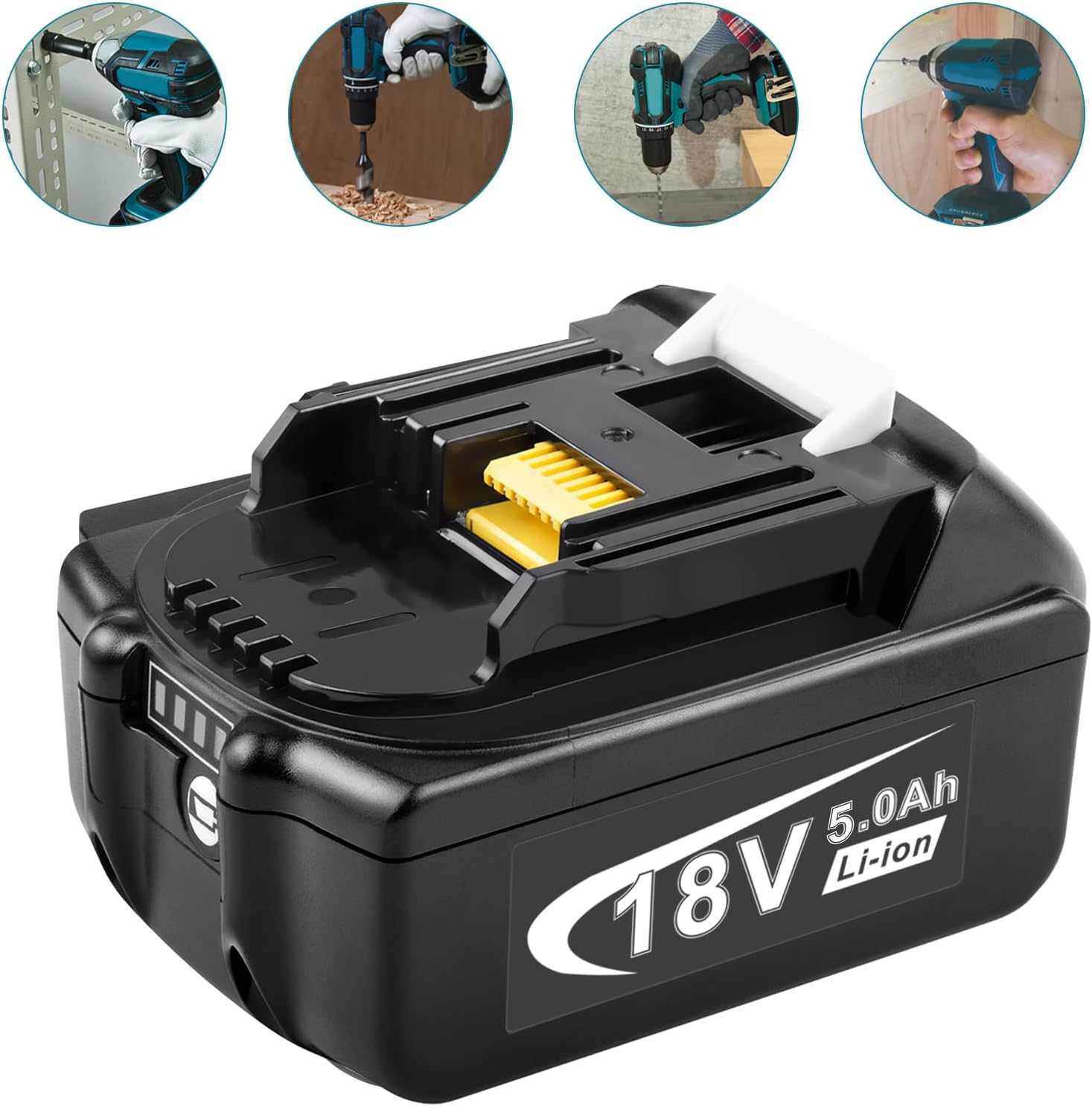 Battery & Charger Compatible for Makita18V BL1815 BL1830 BL1835 BL1840 BL1850 BL1860 LXT400 Lithium Battery, Replace Charger with DC18RD DC18RC DC18RA DC18SF DC18SD image number 2