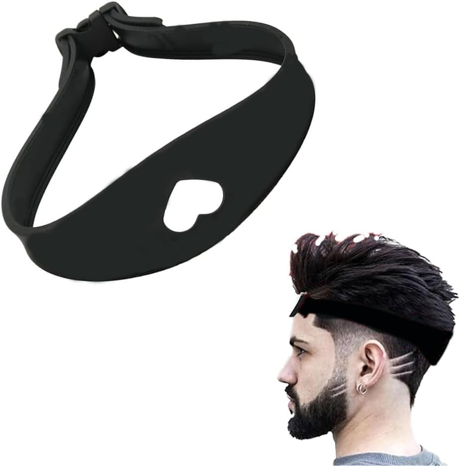 Adjustable Neck Hair Guide - Hair Trimming Guide Tool for Cutting - Portable Silicone Haircut Bands Hairline Shaping Tool for Home Haircuts Neckline Shaving Template and Hair Trimming Guide (Black) image number 4