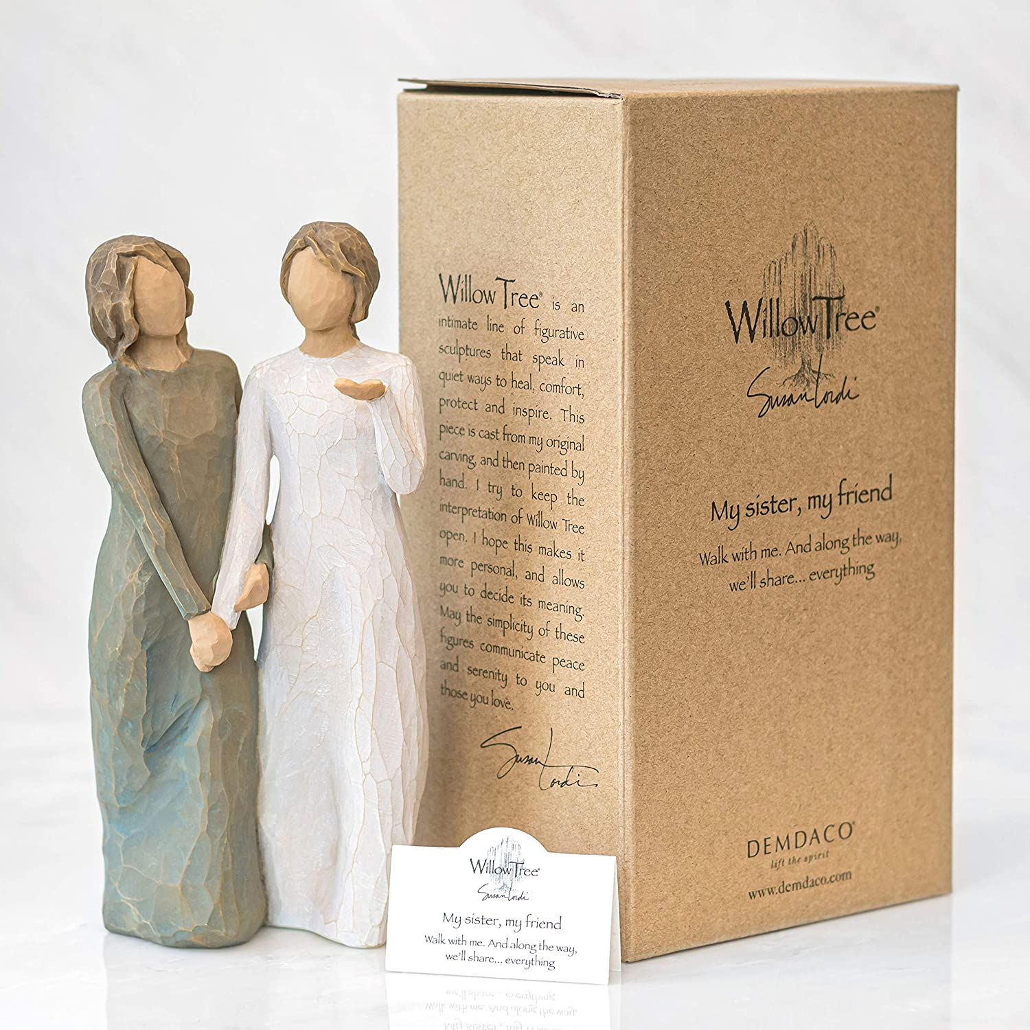 Willow Tree My Sister, My Friend, Walk with Me. and along the Way, We'Ll Share Everything, a Gift to Celebrate Supportive Friendships among Women, Sisters, Co-Workers, Sculpted Hand-Painted Figure image number 2