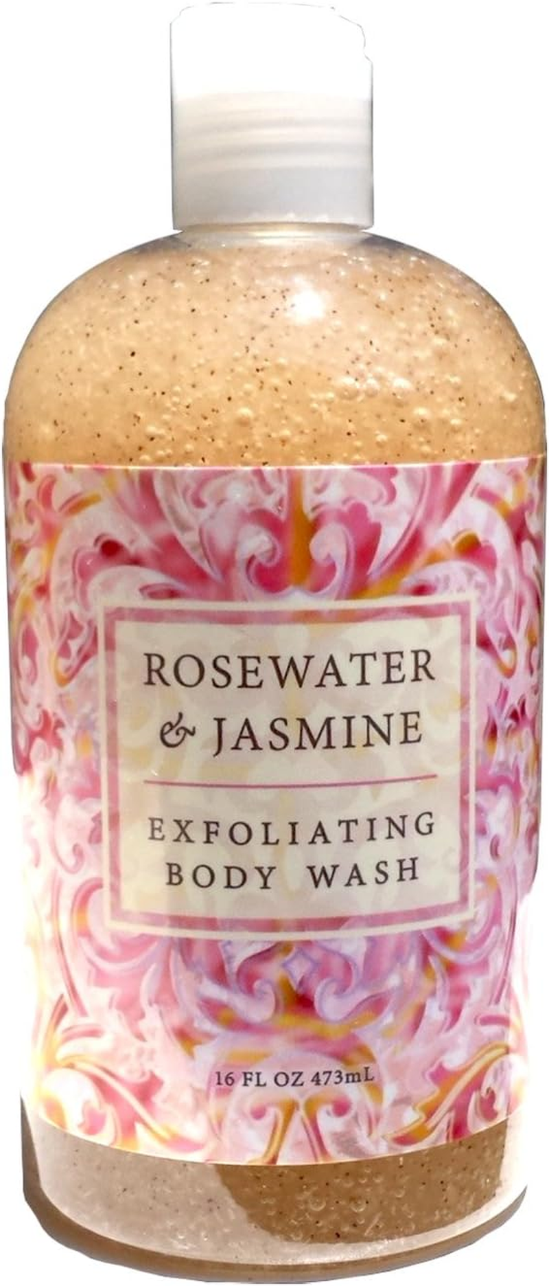 Greenwich Bay ROSEWATER JASMINE Exfoliating Body Wash for Women-Gentle Body Scrub Parabens Free -Sulphates Free-Blended with Loofah, Apricot Seed-Moisturizing Shea Butter -16 Oz.