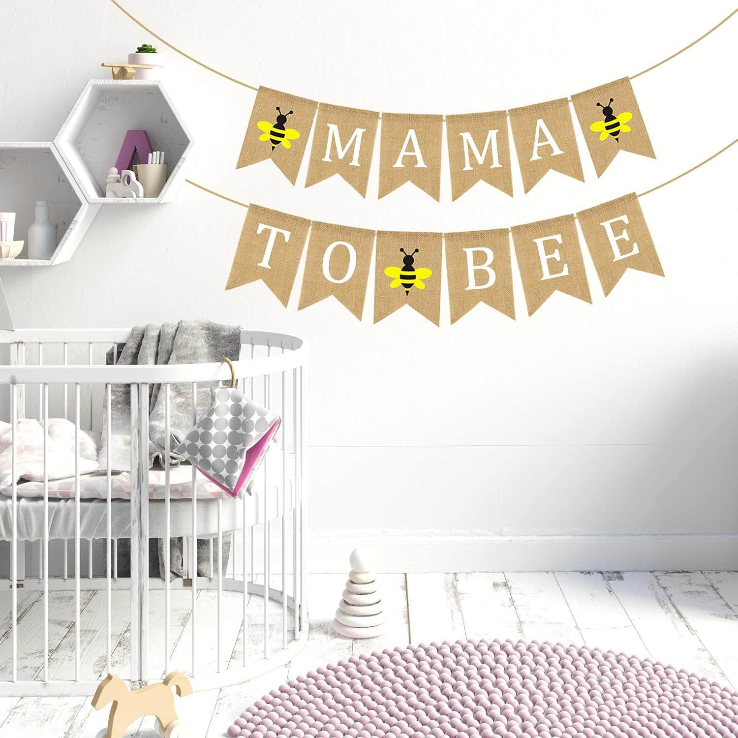 Mama to Bee Burlap Banner Jute Bumble Bee Burlap Bunting Baby Shower Party Banner Gender Reveal Bunting Flag Garland Oh Baby Burlap Garland Vintage Welcome Baby Banner for Boy Girl Party Decor image number 6