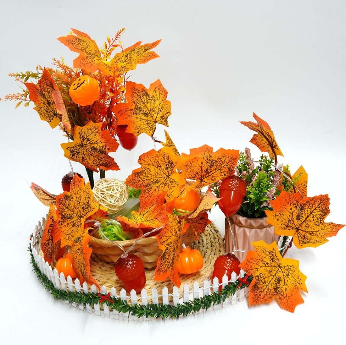 Autumn Fairy Lights, 1.5 M, 10 LED Maple Leaves Acorns Fairy Light, Fairy Lights, Battery for Decorating Windows, Doors, Tables, Autumn Decoration, Thanksgiving, Halloween, Christmas Decoration image number 1