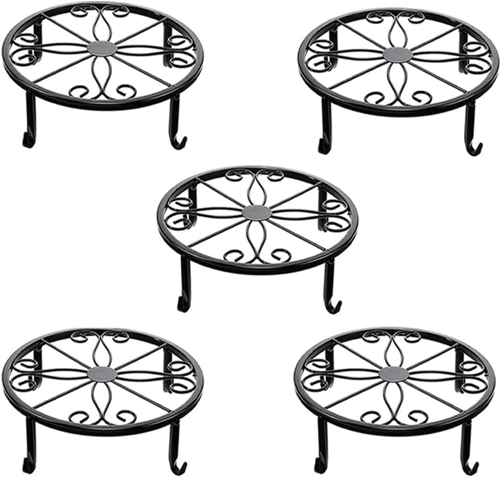 5 Pack Metal Plant Stand for Outdoor Indoor Plants Heavy Duty Flower Pot Stands for Multiple Plant Rustproof round Flower Pots Holder for Home Garden image number 4