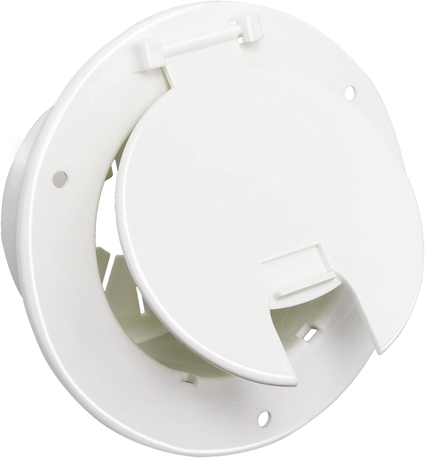 RV Electric Cable Hatch for 30 and 50 Amp Cords Replacement 5 Inch Deluxe round Electrical Cable Hatch Black