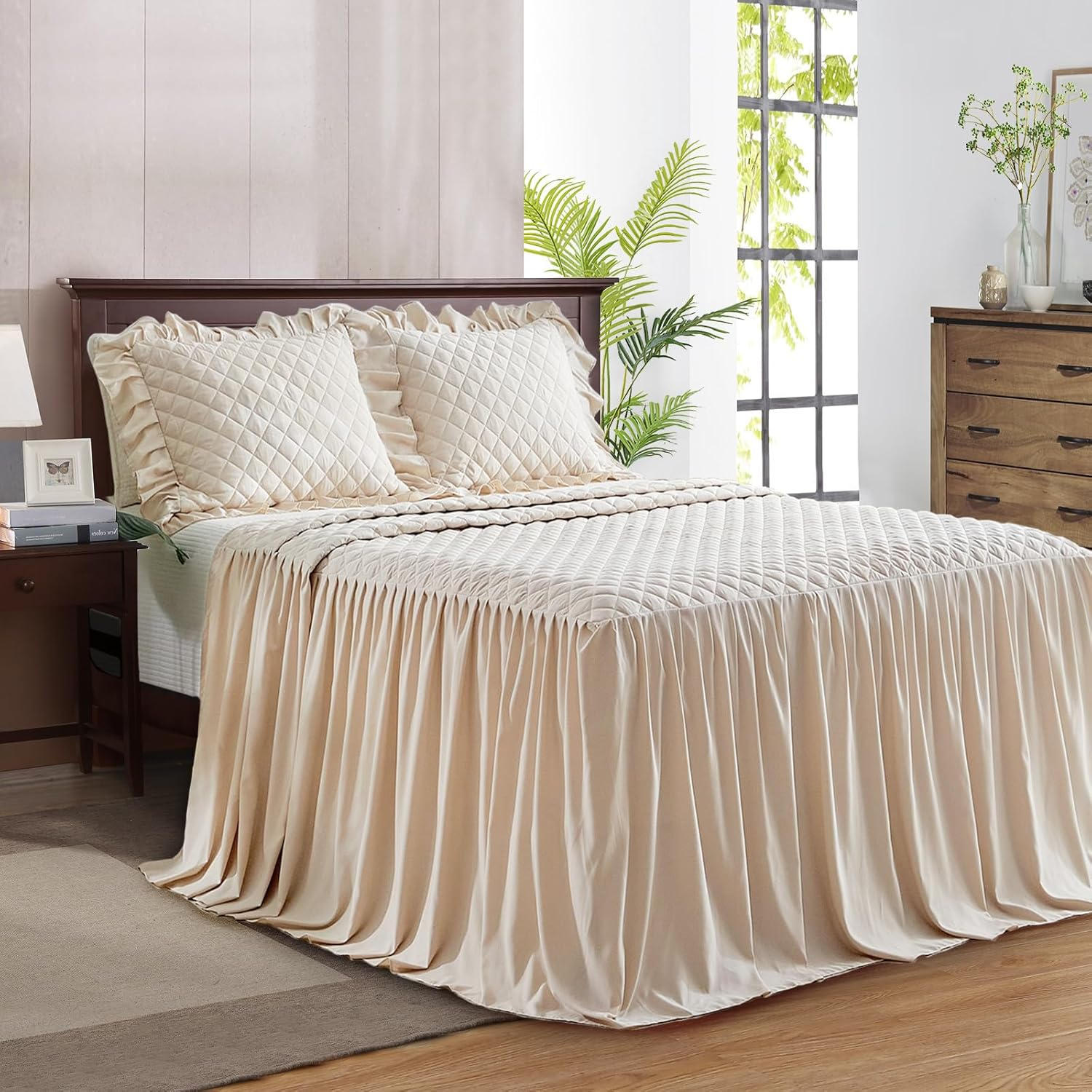UOZZI BEDDING Ruffled Bedspread Skirt Set URCQ05-Q