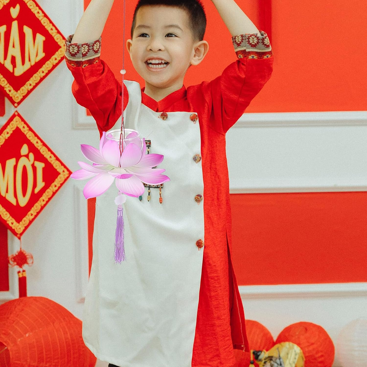 PLAFOPE DIY Lotus Lantern Making Kit for Purple Small Handheld Festival Lantern Craft Supplies Traditional Mid-Autumn Decoration and Party Outdoor Lighting image number 6