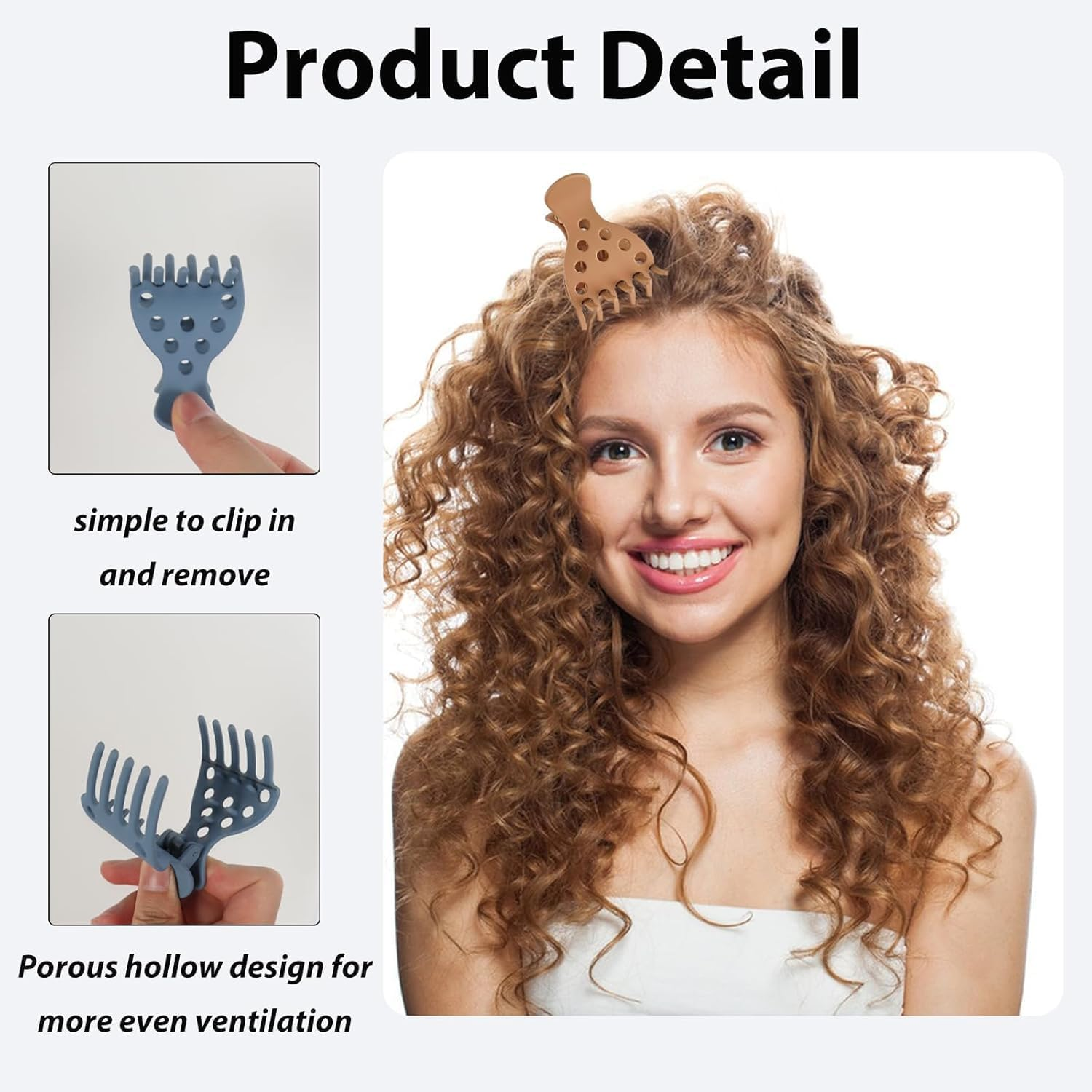 Jaw Clamps Volume Curly Hair Claw, 6Pcs Anti-Slip and Anti-Wrinkle Volume Root Clips, No Crease Hair Root Lifting Clips for Natural Volume Curls image number 5