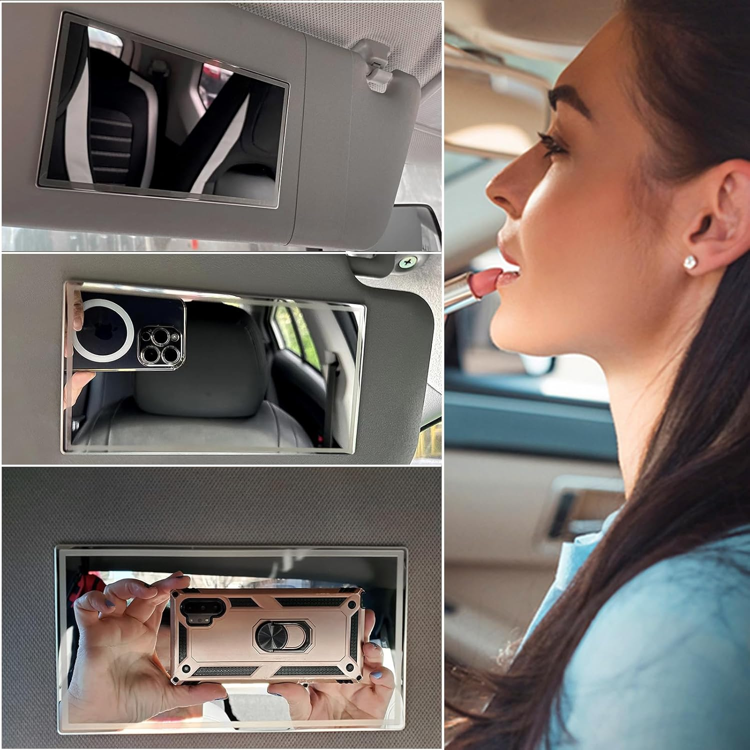 Car Sun Visor Mirror, Vehicle Cosmetic Makeup Mirror, Automotive Self-Adhesive Mirror for Car, Truck, SUV image number 3