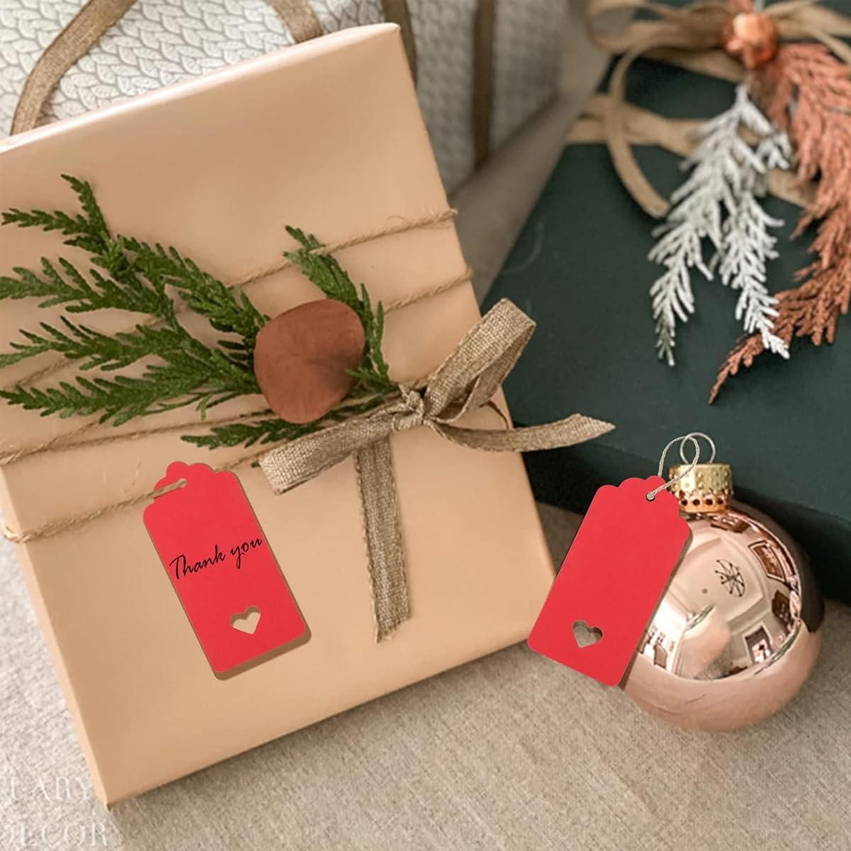 Set of 200 DIY Blank Kraft Paper Hang Tags with Heart Cutout - Ideal for Luggage, Wedding, Party Favor, Gift Cards - Size 3.5 X 1.6 Inches image number 5