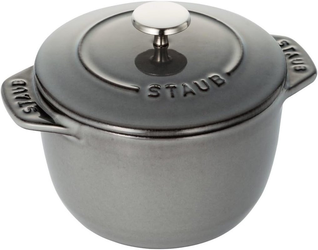 Staub La Cocotte De Gohan 40509-703 La Cocotte De Gohan Gray M 6.3 Inches (16 Cm) Rice Pot, 2 Pieces, Paint, Cast Iron Pot, Induction Compatible, Rice Cooker