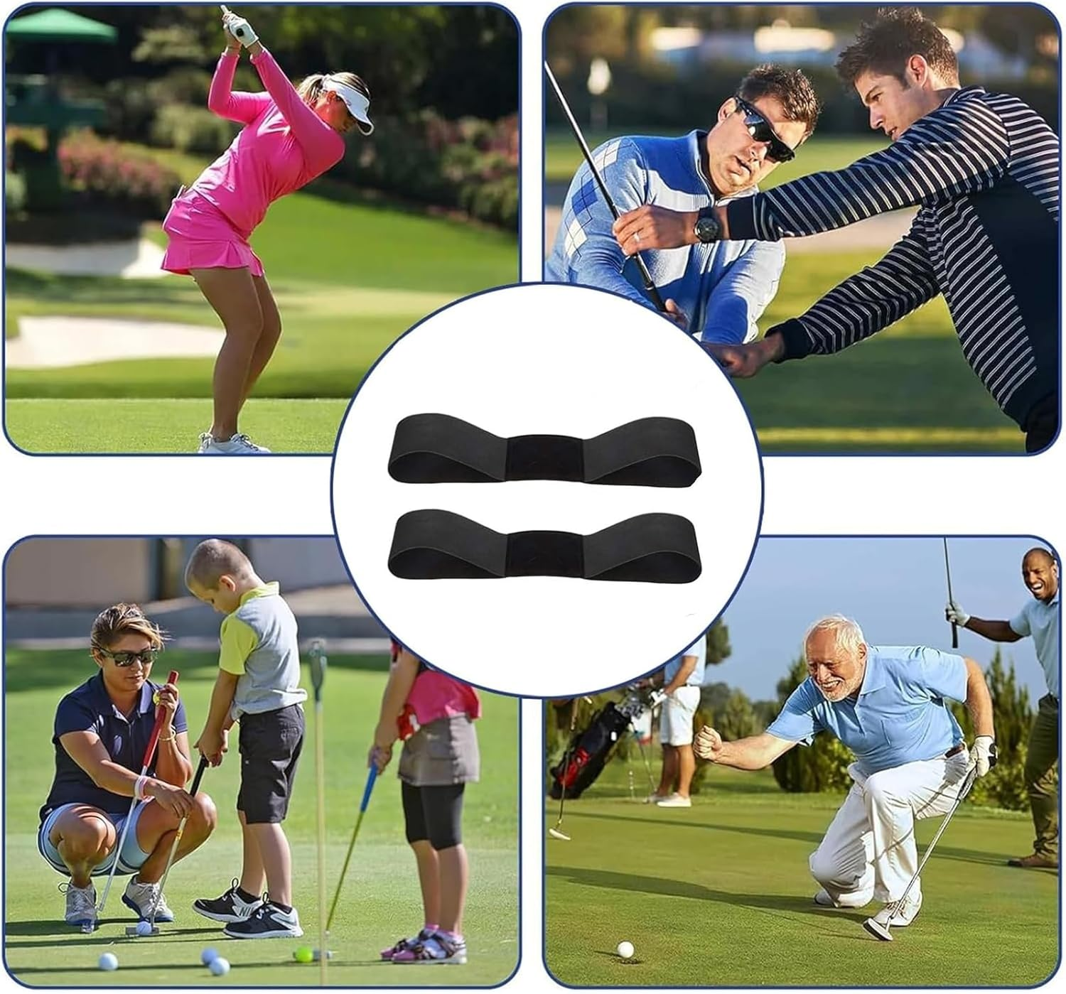 2 Pcs Golf Swing Arm Band, Golf Arm Training Aid,Golf Grip Trainer Training Swing Gesture Alignment Practice Tool for Golf Beginners Unisex(Black) image number 6