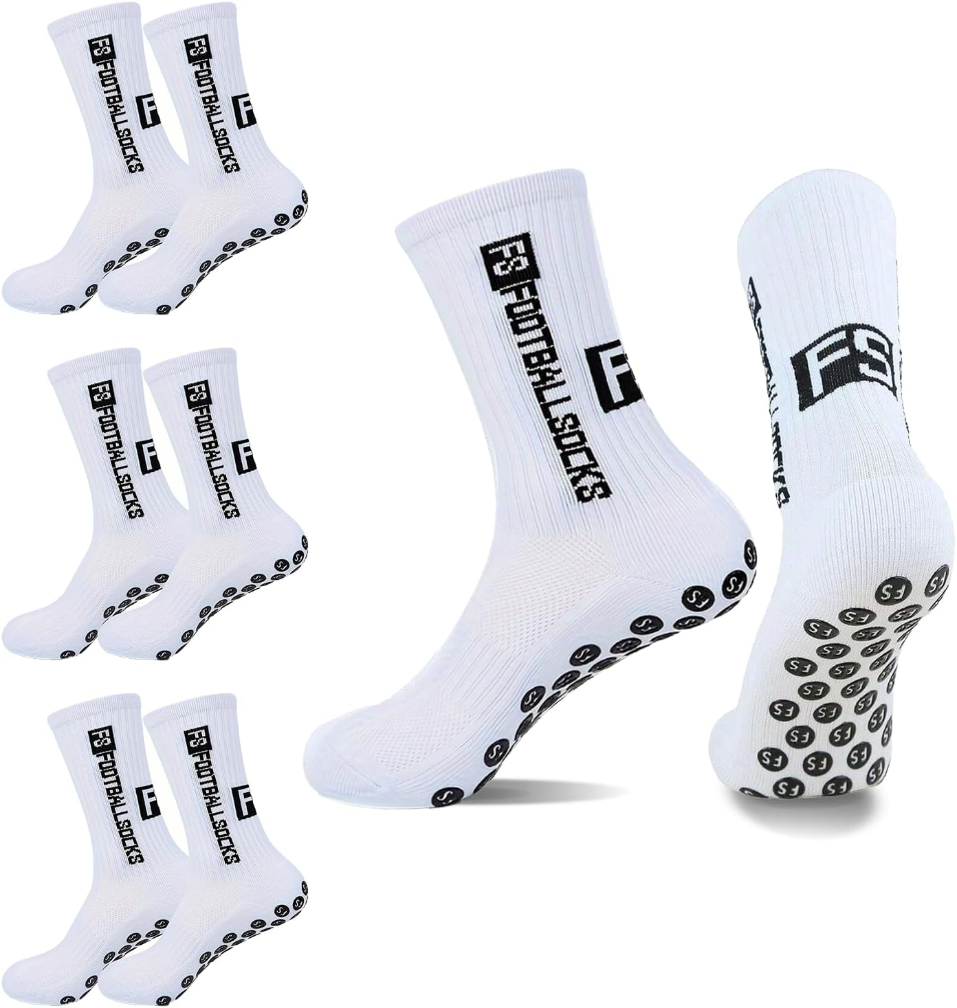 Fiohiros Grip Socks Soccer & Football 3-Pack High-Elastic Anti-Slip Sports Socks with Mesh Ventilation, Grip Socks Men Silicone Suction Pads