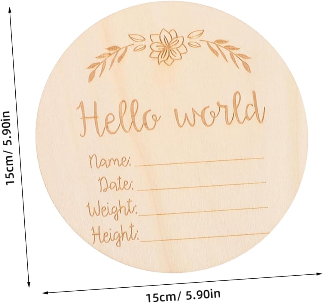 12Pcs Monthly Milestone Wooden Discs Double Sided Engraved Growth Cards Newborn Photoshoot Props for Pregnancy Journey Growth Documentation image number 6