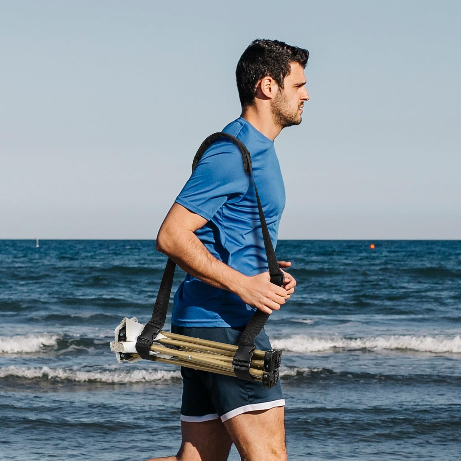 3Pcs Adjustable Carrying Straps with Cushioned Shoulder Pads for Camping Chairs Folding Bikes Yoga Mats Lightweight Beach Chair Carrier for Outdoor Hiking Picnic Backpacking image number 3