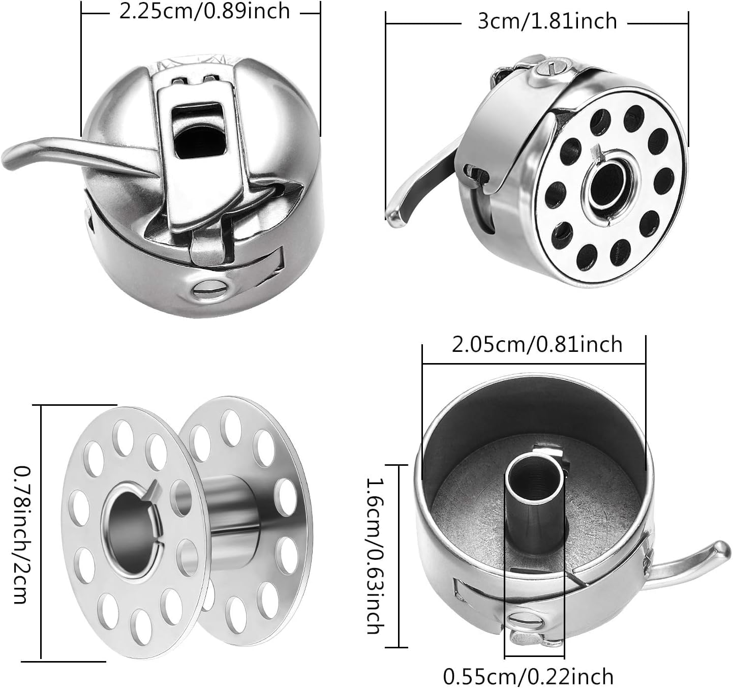 3 Pcs Sewing Machine Bobbin Case and 15 Pcs Metal Sewing Machine Bobbins with Shuttle Holder for Craft, Suitable for Front Loading 15 Class Apparatus image number 4