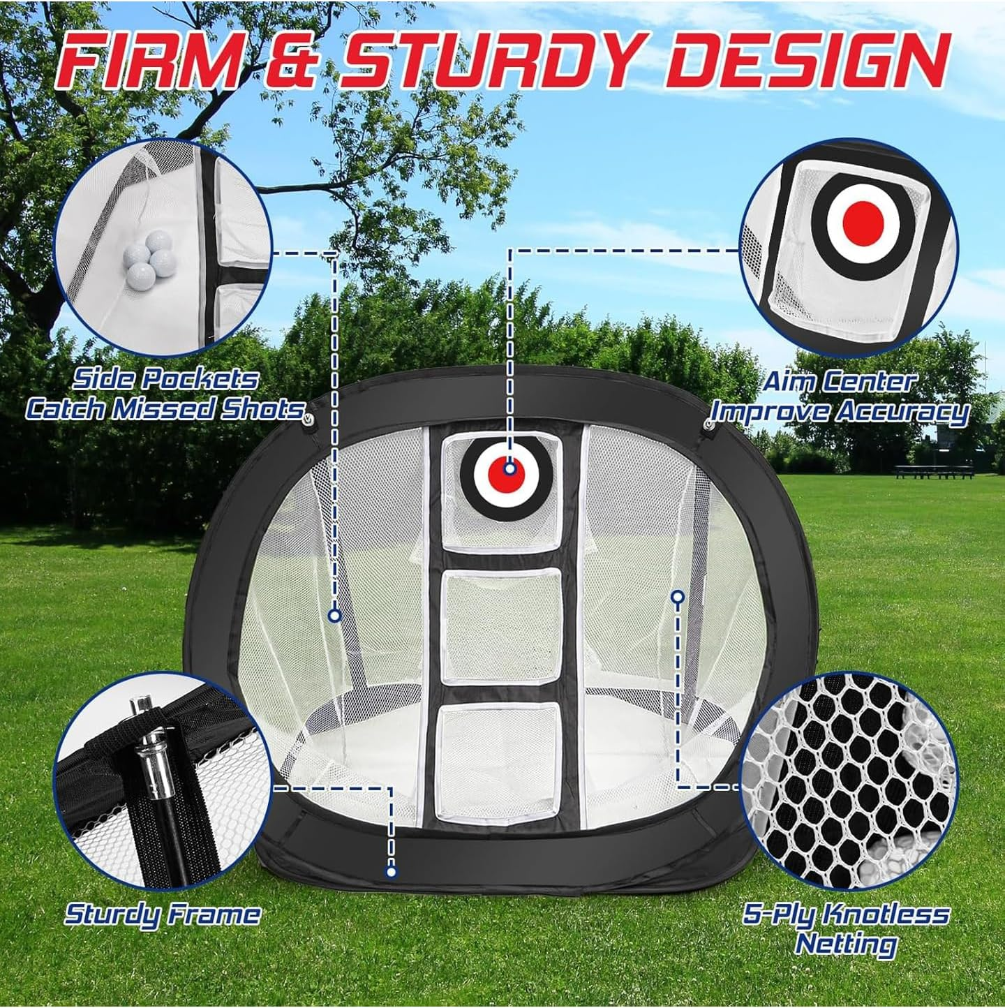 Foldable Golf Chipping Practice Net, with 4 Ground Stakes and Storage Bag image number 4
