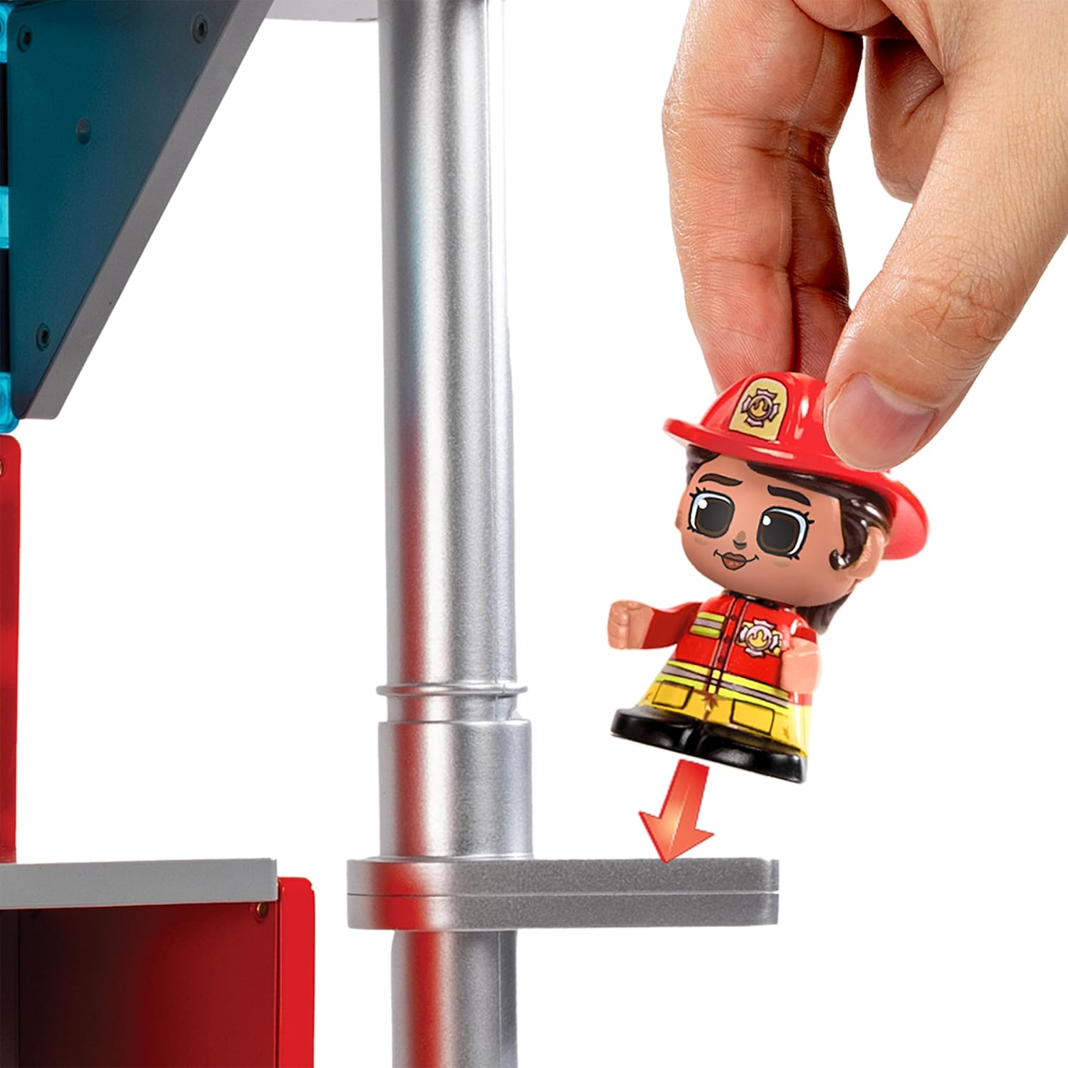 TILE TOWN Fire House Magnetic Tiles Construction Building Playset + Figures, Kids 3-5+, New Action Tiles for Action Play, Realistic Builds, STEM Creative Toy, Great for Boys & Girls image number 4