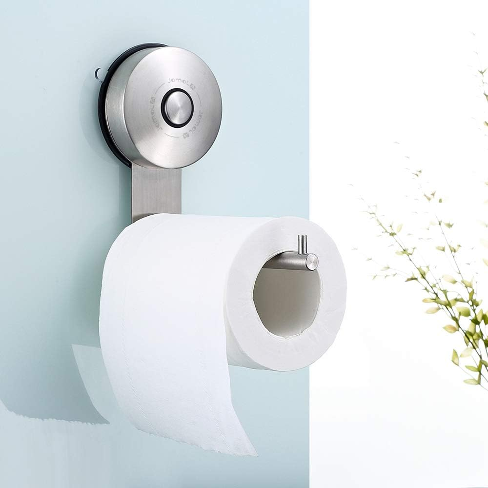 Toilet Paper Holder - JOMOLA Vacuum Suction Cup Toilet Paper Holder Bathroom Tissue Paper Stainless Steel Holder Toilet Paper Roll Dispenser Brushed Finish image number 3