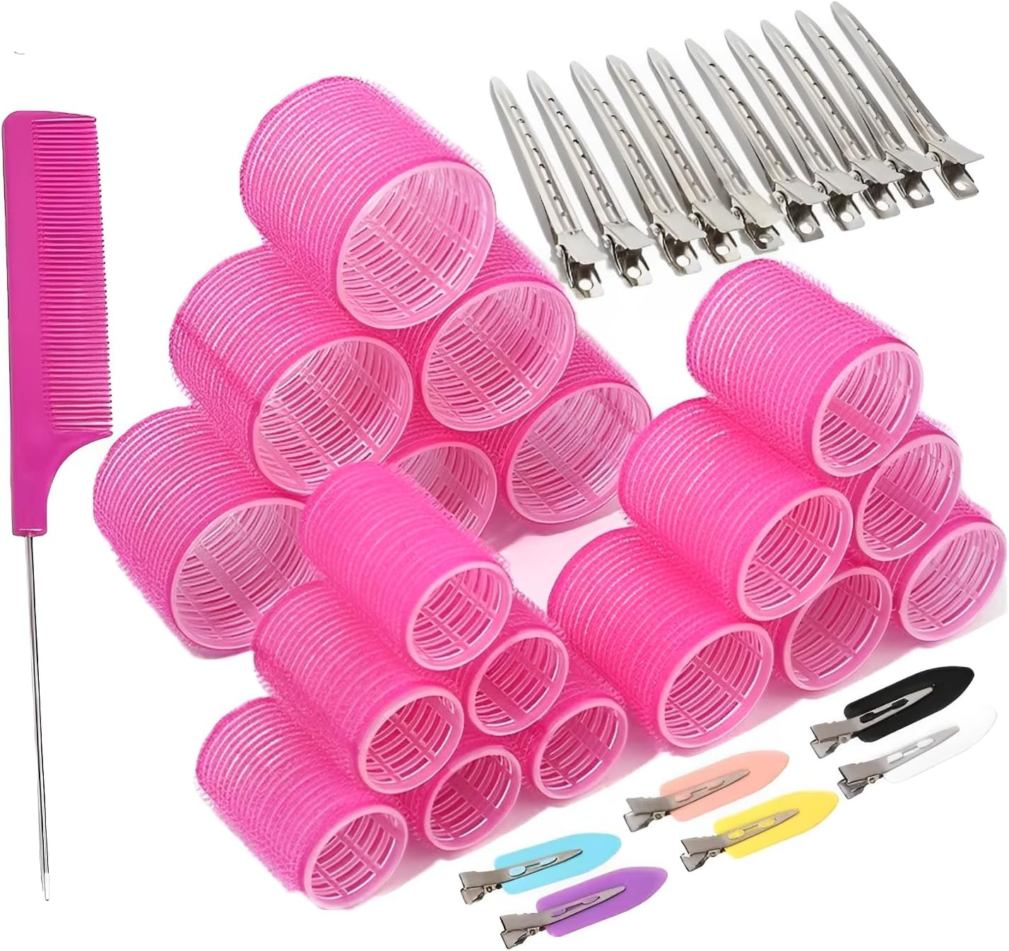 35 Pcs Hair Rollers Set with Clips 18 Salon Quality Hair Styling Tools 3 Sizes Durable Reusable Lightweight Easy to Use for All Types Hair Curlers image number 5