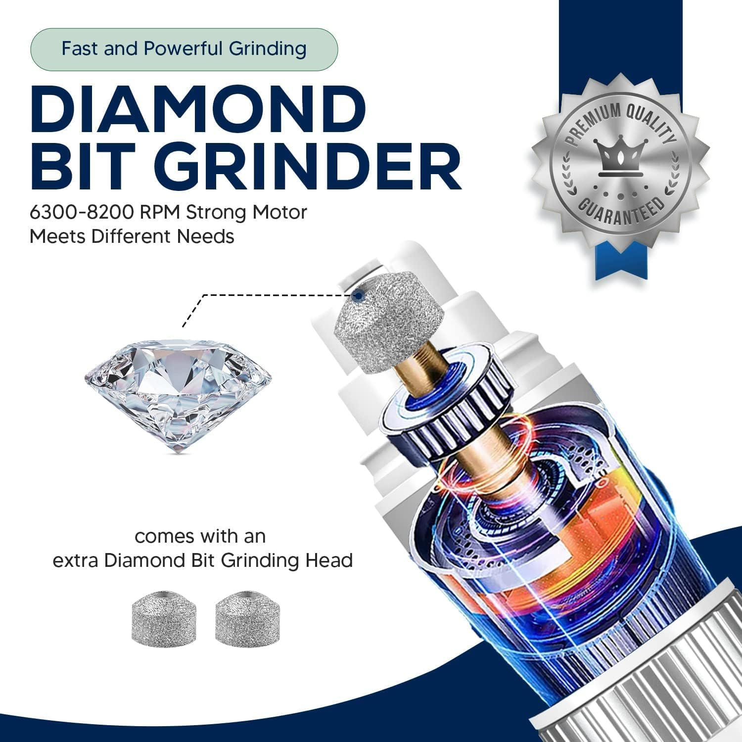 Cordless Dog/Cat/Pet Nail Grinder Set, Quiet Low Noise for Large Medium Small Dogs and Cats, Powerful Variable Speed Motor Rechargeable Pet Claw Trimmer with an Extra Diamond Bit, Clipper and File