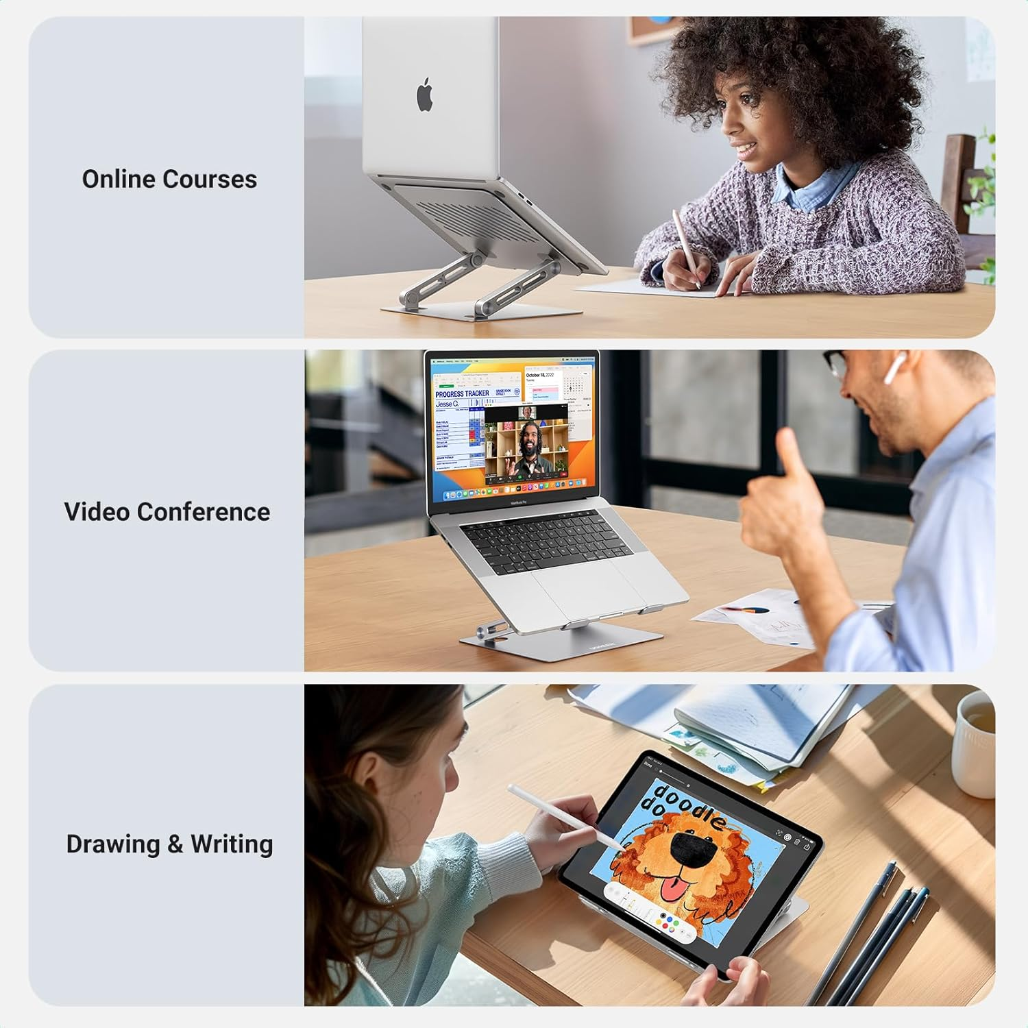 UGREEN Laptop Stand for Desk Adjustable Ergonomic Desktop Holder Compatible with Macbook, Chromebook, Notebook, up to 17.3 Inch image number 6