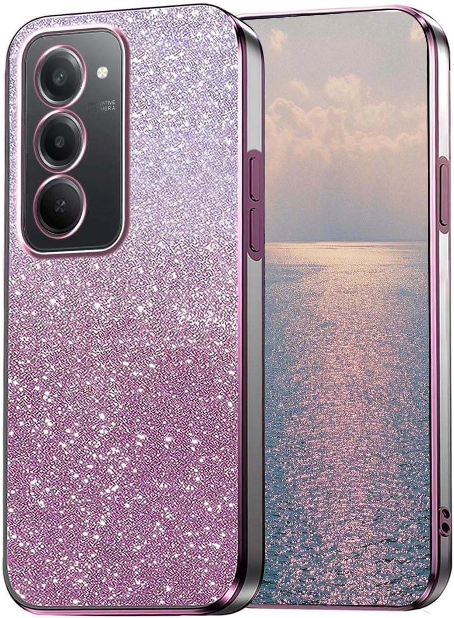 YUEQIAN Glitter Case for Xiaomi Redmi 15 4G / 5G, Ultra Thin Transparent Shiny Sequins Girls Mobile Phone Case, Soft TPU Silicone Shockproof Drop-Proof Protective Case Pink
