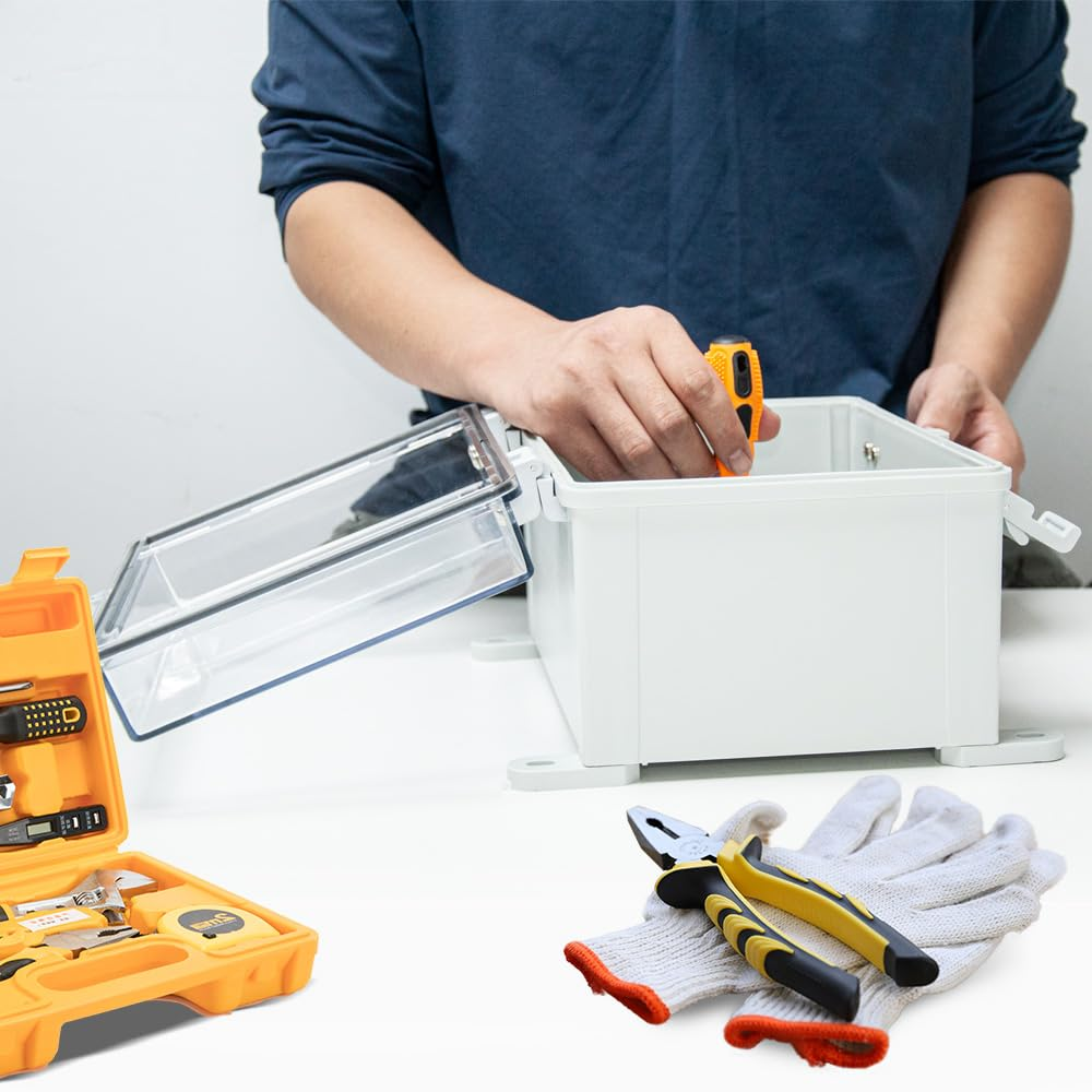 ALSTON ABS Junction Box IP66 Waterproof Enclosure with Clear Hinged Cover and Mounting Plate for Project 30X20X17Cm