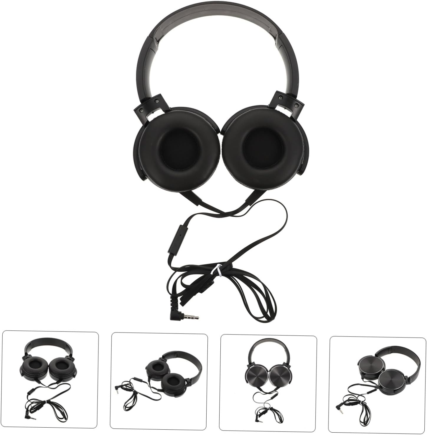 STAHAD Portable Noise Reduction Headset Microphone, Over-Ear Head-Mounted Headphones for Computer and Laptop, Wired Black Headphone for Music and Communication image number 6