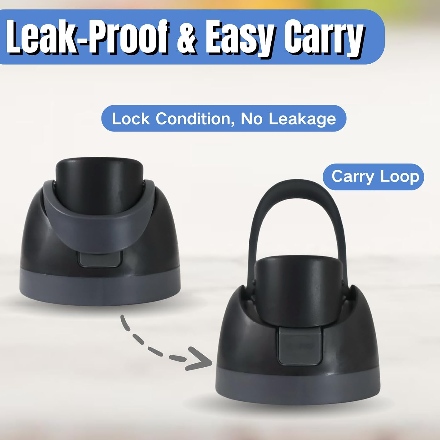 Replacement Lid for Owala Freesip, One Button Water Bottle Top Replacement Cap Compatible with Owala Cup 16Oz 24Oz 32Oz 40Oz, No Leakage Replacement Accessory for Owala Freesip (Black) image number 4