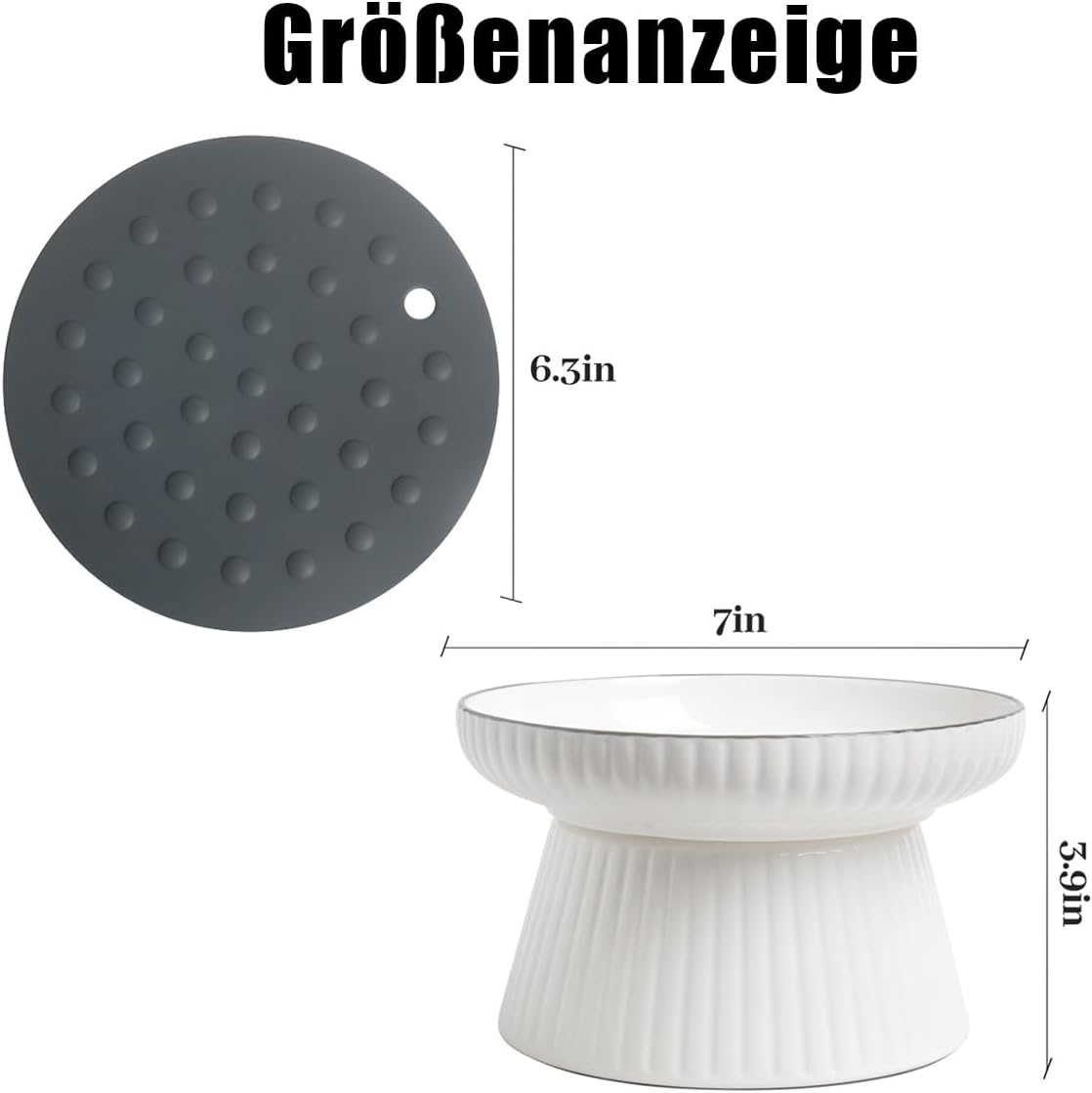 Ceramic Cat Feeding Bowl, Oversized Ceramic Cat Bowl, Raised Cervical Protection Cat Bowl, Cat Whiskers Allergies, Prevents Ceramic Bowl with Large Capacity image number 3