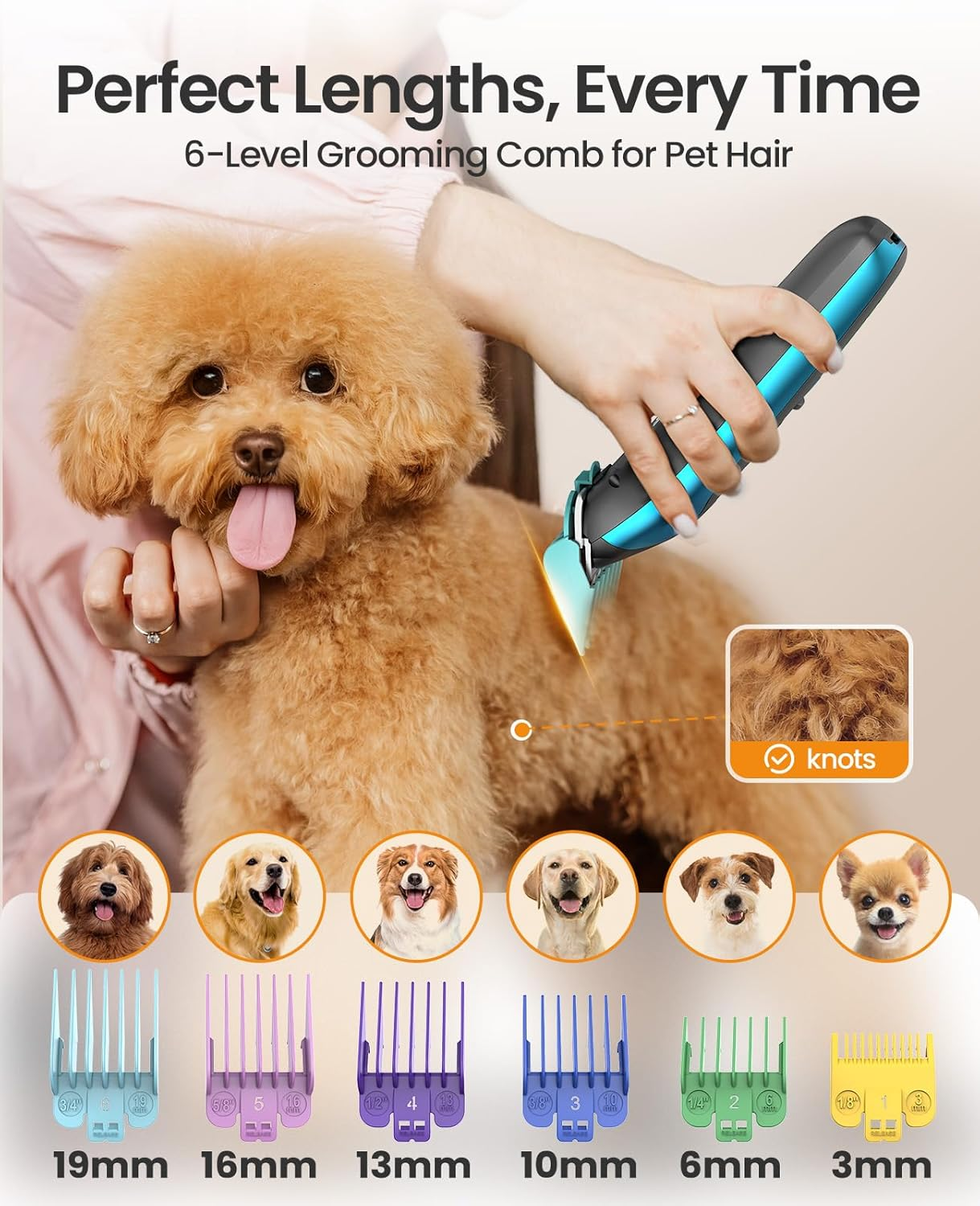 Oneisall Quiet Dog Clipper & Paw Trimmer 2 in 1 Set, Professional Clippers for Dog/Cat for Long Hair Matted Fur, Powerful Pet Hair Trimmer for Many Pets image number 5