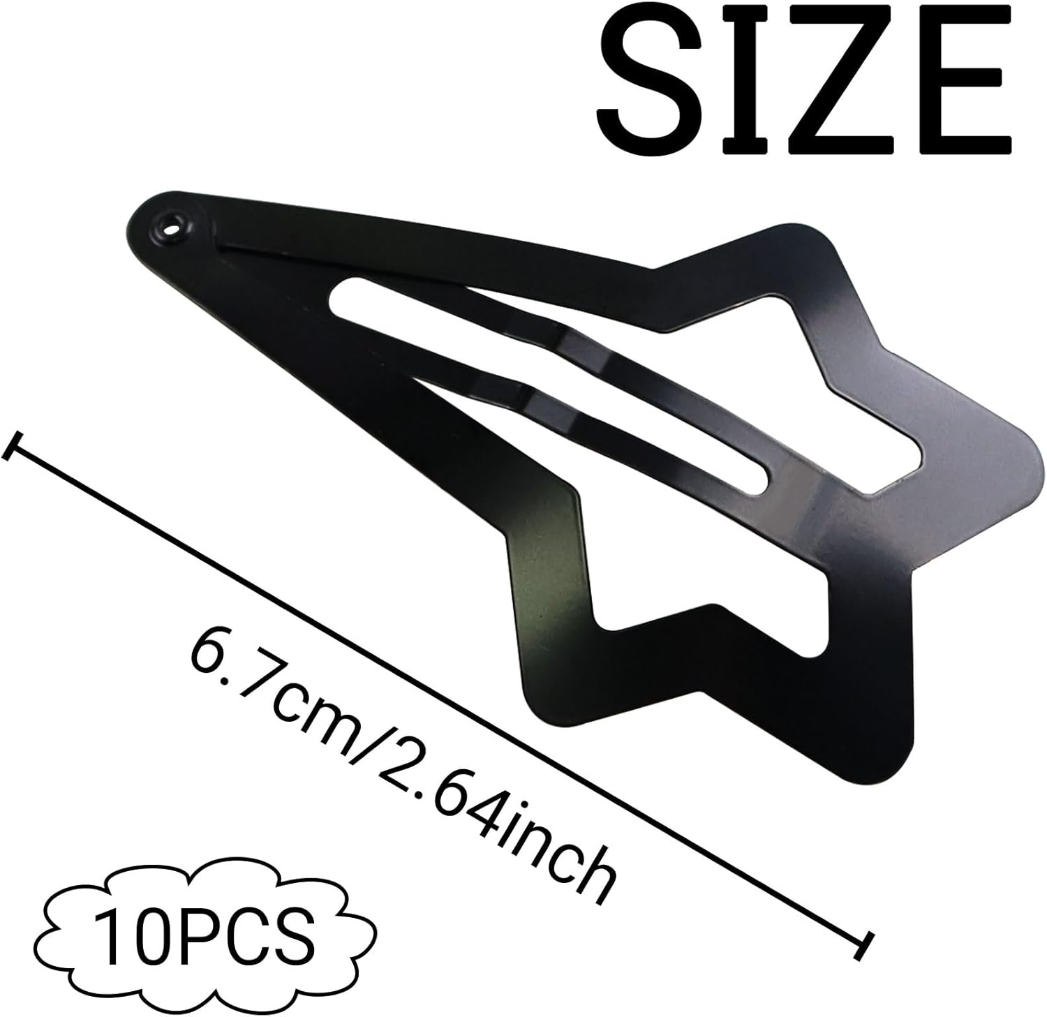 Hair Clips Girls Pack of 10 6.7 Cm Large Snap Hair Clips Hair Clips Metal Hair Clips Black Hair Clips Hair Accessories Hair Clip for Girls, Men and Women, Star Shaped image number 1