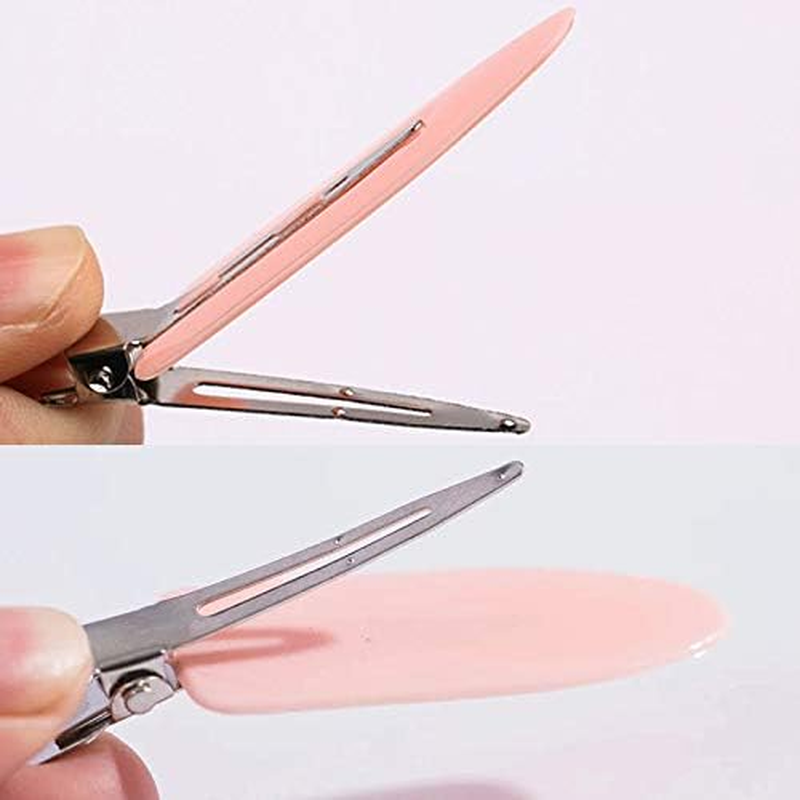 6 Pieces No Bend Hair Clips, No Crease Hair Clips, Makeup Clips for Hairstyling (Black&Pink&White) image number 1