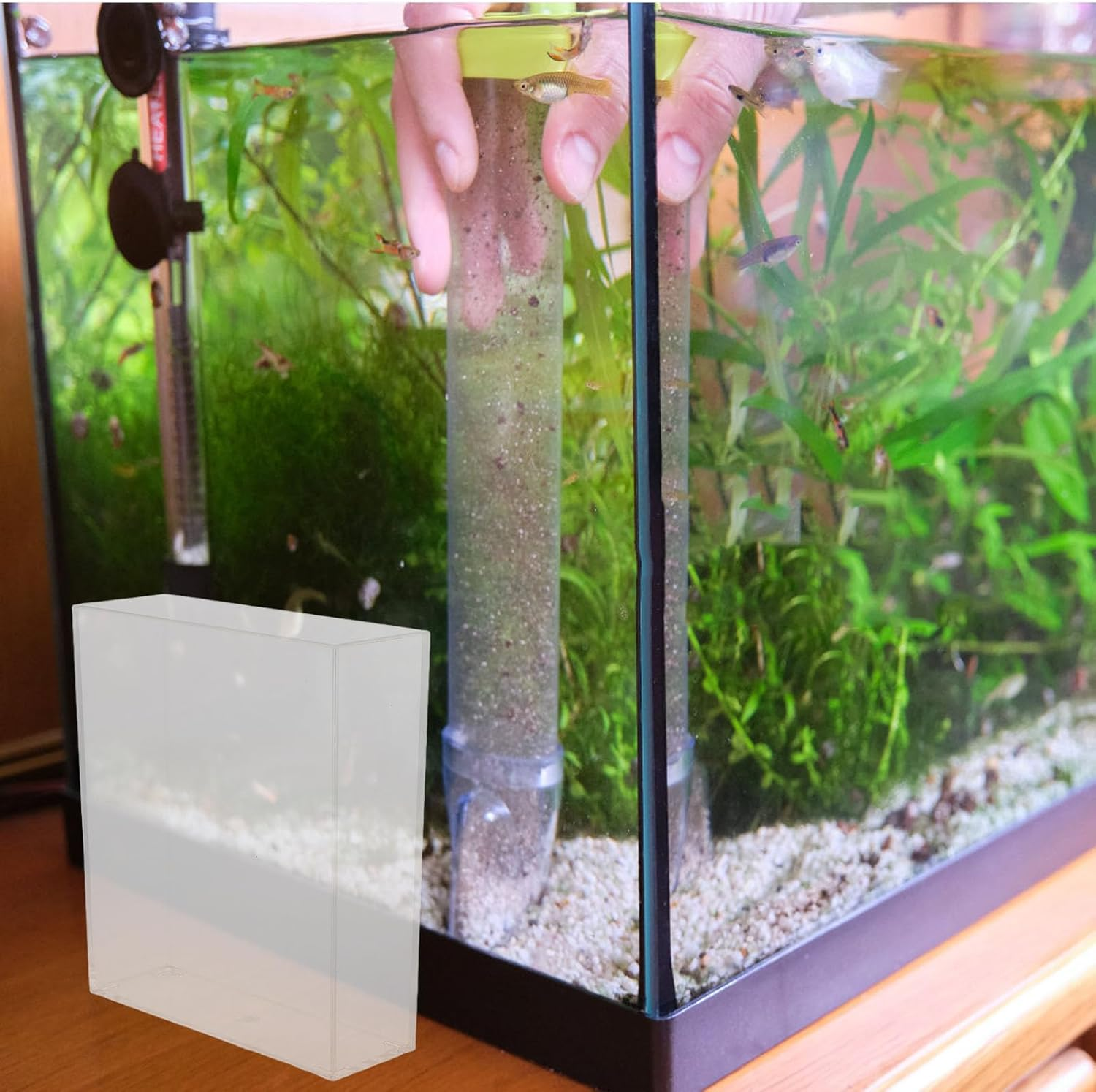 Gadpiparty Portable Fish Observation Box Acrylic Desktop Aquarium Breeding Tank for Betta Fish and Small Aquatic Pets image number 3