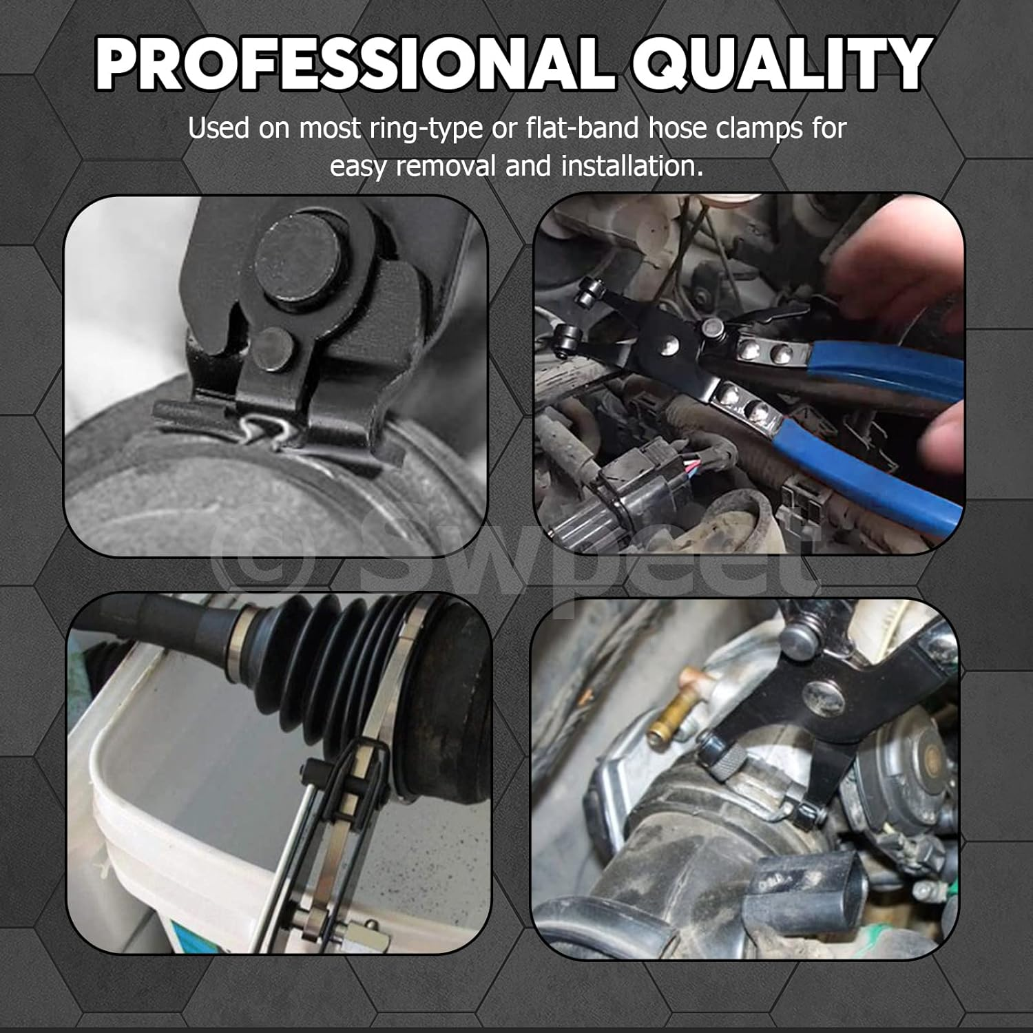 Swpeet Blue CV Joint Boot Clamp Pliers and Swivel Flat Band Hose Clamp Pliers Kit - Blue image number 3