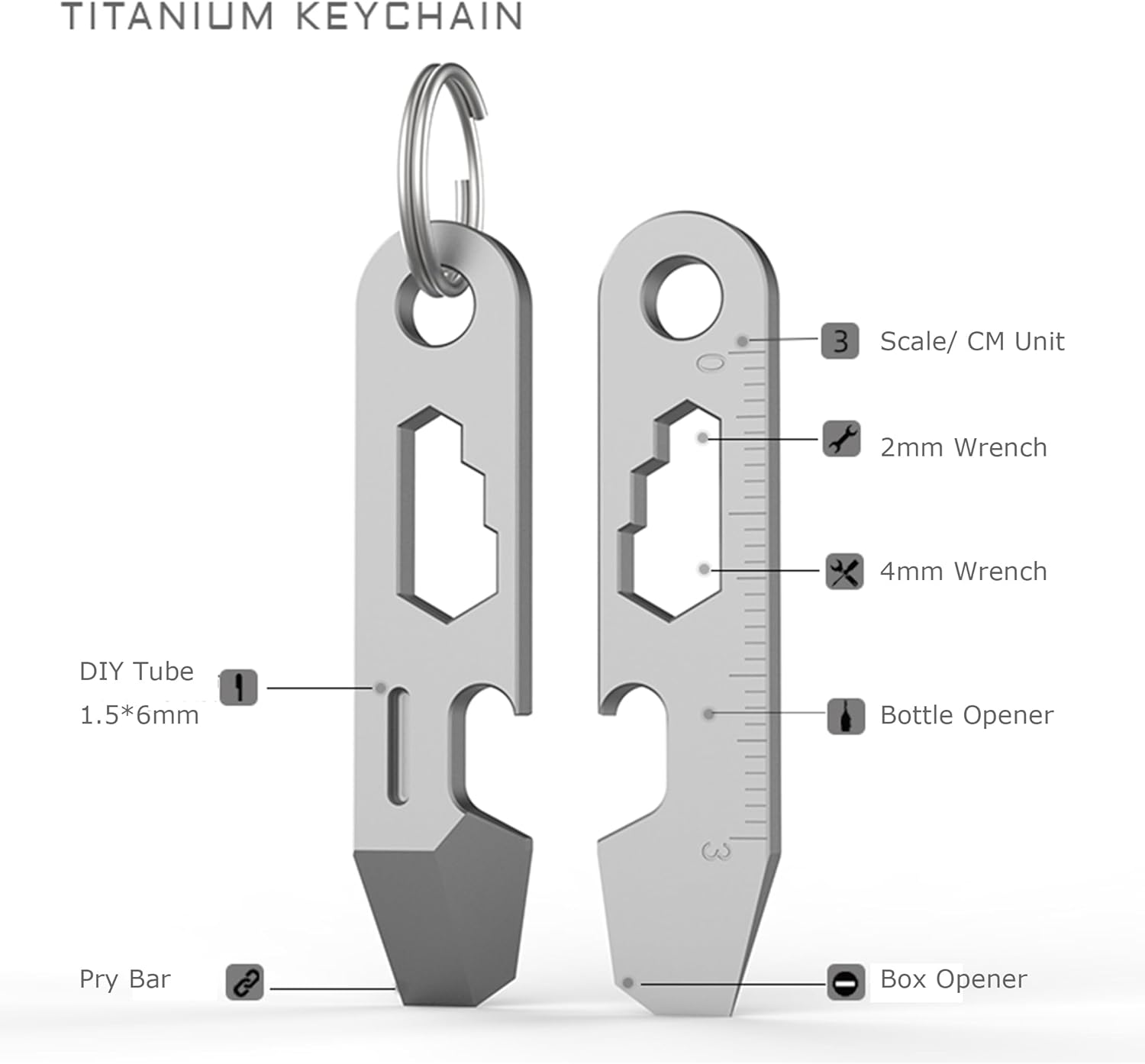 Hamans EDC Pry Bar Keychain Bottle Opener Multi Tool Small EDC Pry Bar for Keychains, QG02 image number 3