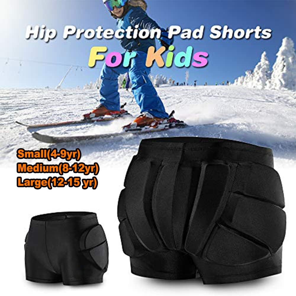 Kids Butt Pad Shorts for Skating Snowboarding Ski Hockey, Hip Tailbone Protective Padded Shorts for Youth Child image number 2