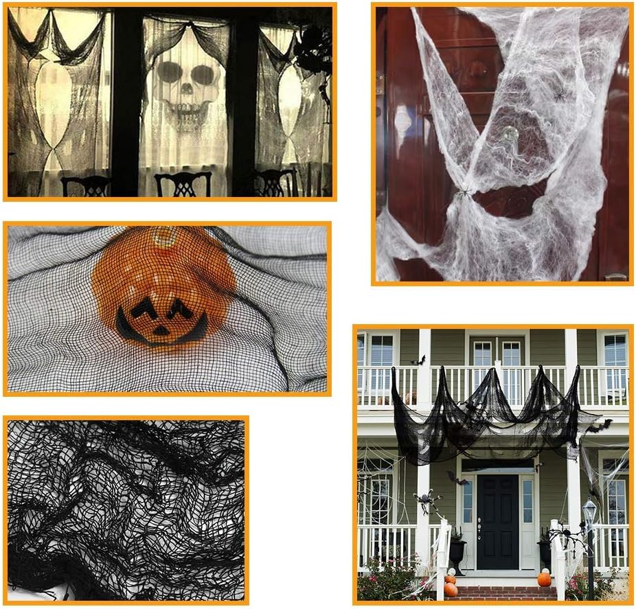 Letscheer Halloween Creepy Cloth Black 360 X 79 Inches Spooky Halloween Decorations Cheesecloth with Spider Web Party Supplies D&eacute;cor for Haunted House, Garden, Patio, Indoor Wall Hanger Windows image number 3