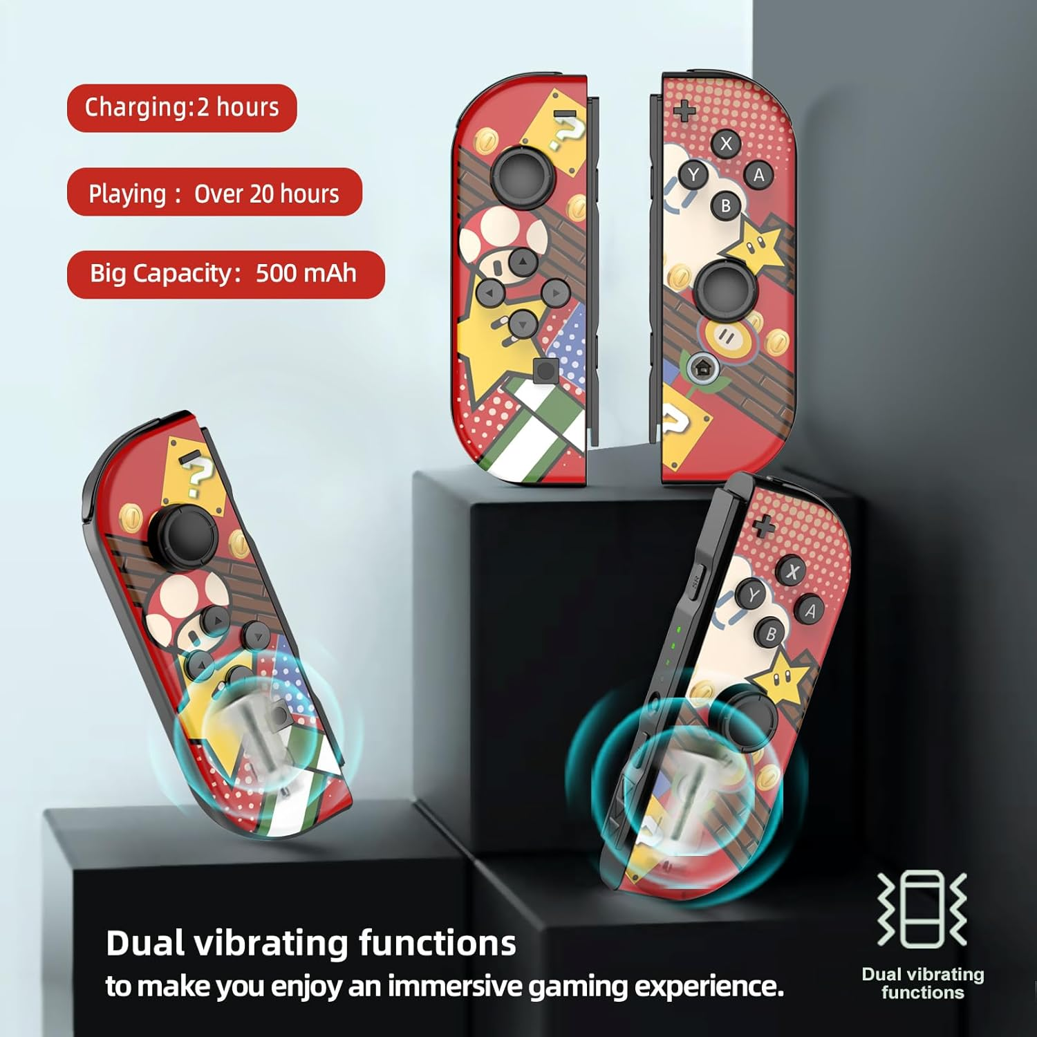 Wireless Controller Compatible with Switch/Lite/Oled, Joypad for NS Console, Wireless Replacement for Game Pad, Switch Controller Support Dual Vibration/6 Axis Motion/One-Key Wake-Up(Red) image number 1