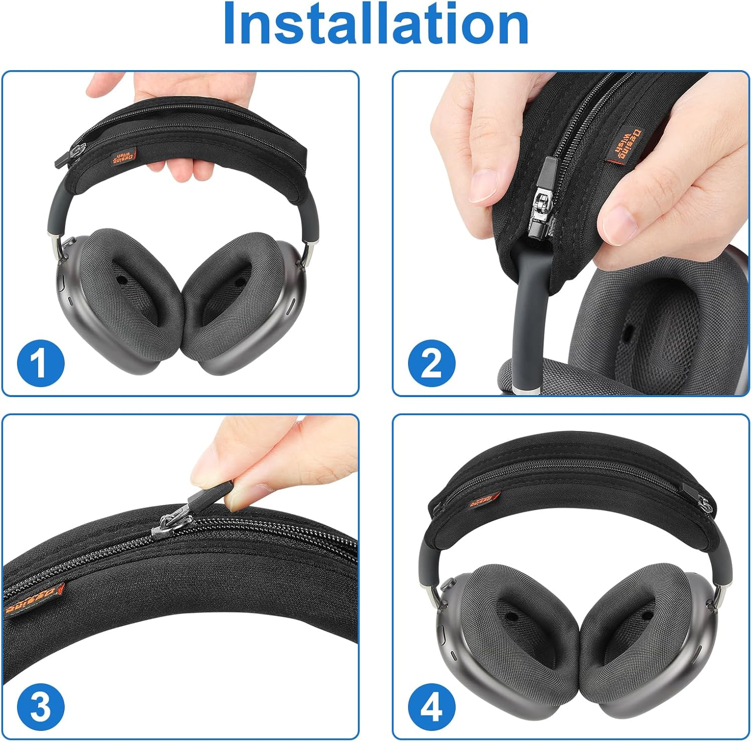 Desing Wish Headband Cover for Apple Airpods Max, Soft Sports Fabric Replacement Headphone Headband Cushion Pad Cover Compatible with Apple Airpods Max Headphone Headband Protector - Black image number 6