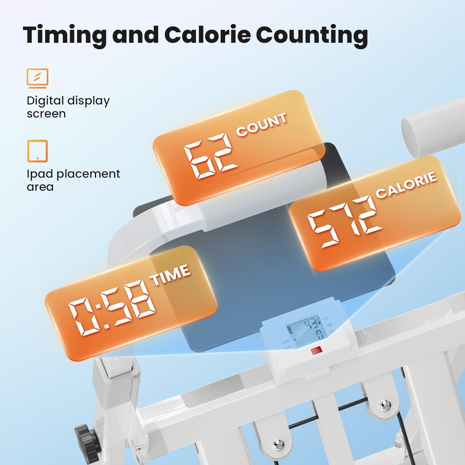 Foldable Stair Stepper Machine with Handles, Adjustable Resistance Stepper for Home Cardio, Low Impact Workout Equipment for Legs, Glutes & Weight Loss, Compact Stepping Machine, Easy Assembly White